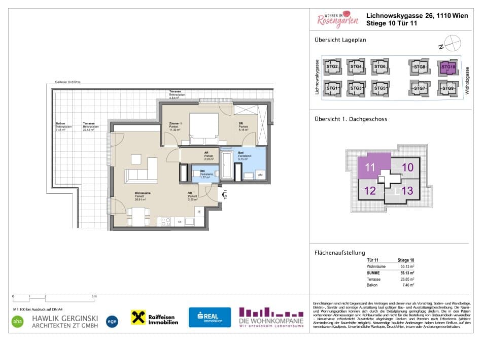 Grundriss Top 960-72549 — Rosengarten – Lichnowskygasse 26 — 2 Zimmer — 55,2 m²