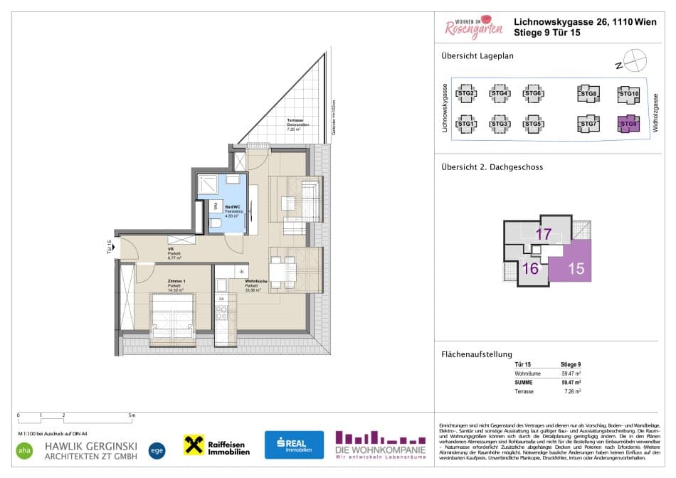Grundriss Top 960-72536 — Rosengarten – Lichnowskygasse 26 — 2 Zimmer — 56,5 m²