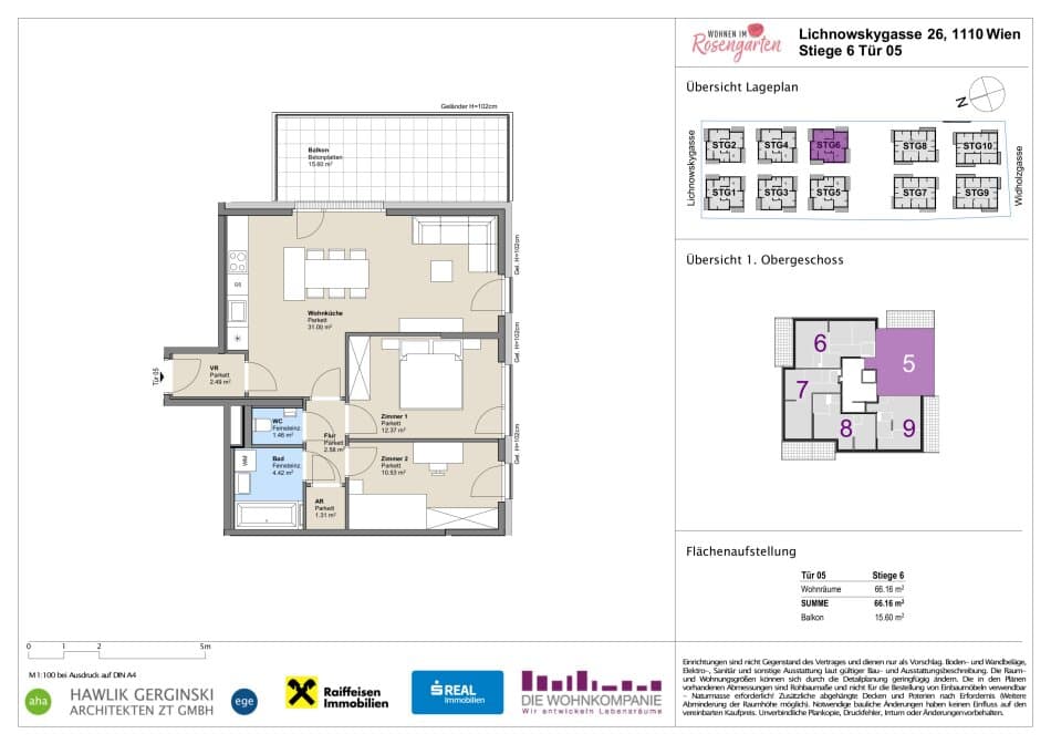 Grundriss Top 960-72478 — Rosengarten – Lichnowskygasse 26 — 3 Zimmer — 66,3 m²