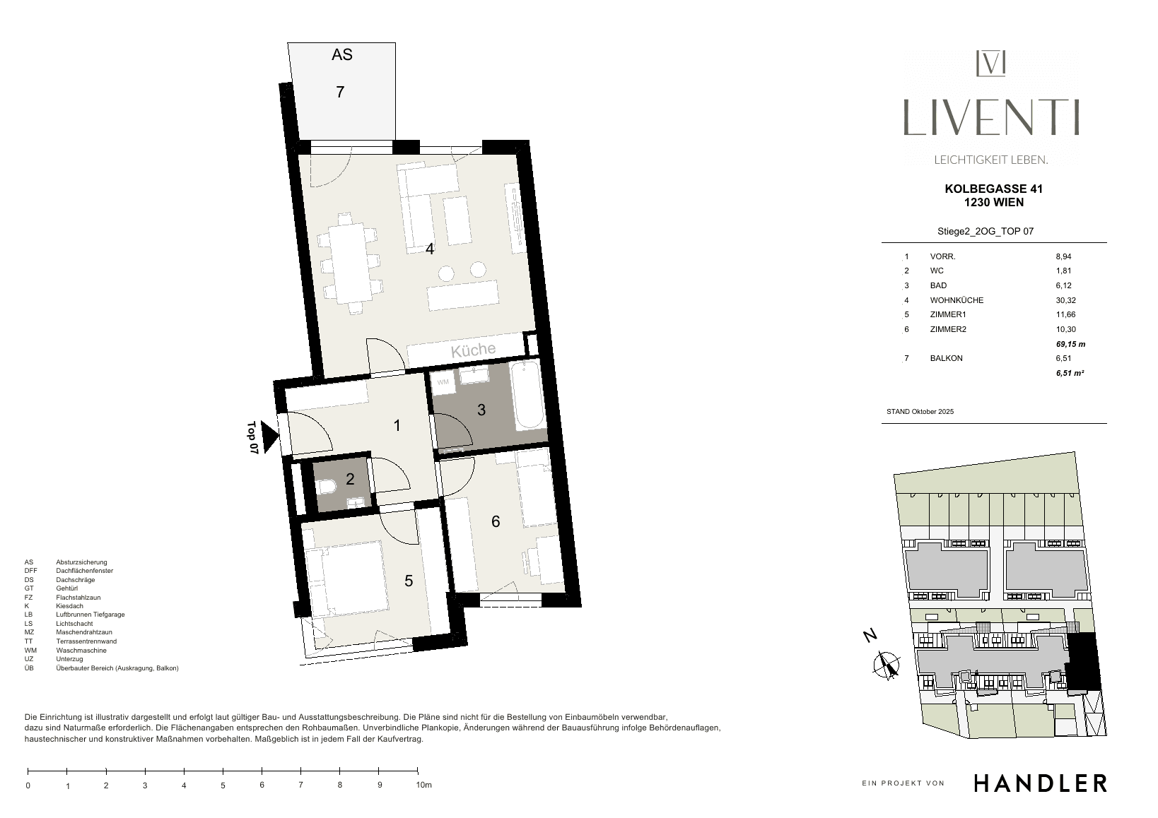 Grundriss Top 2/7 — Liventi — 3 Zimmer — 69,2 m² — 2nd floor