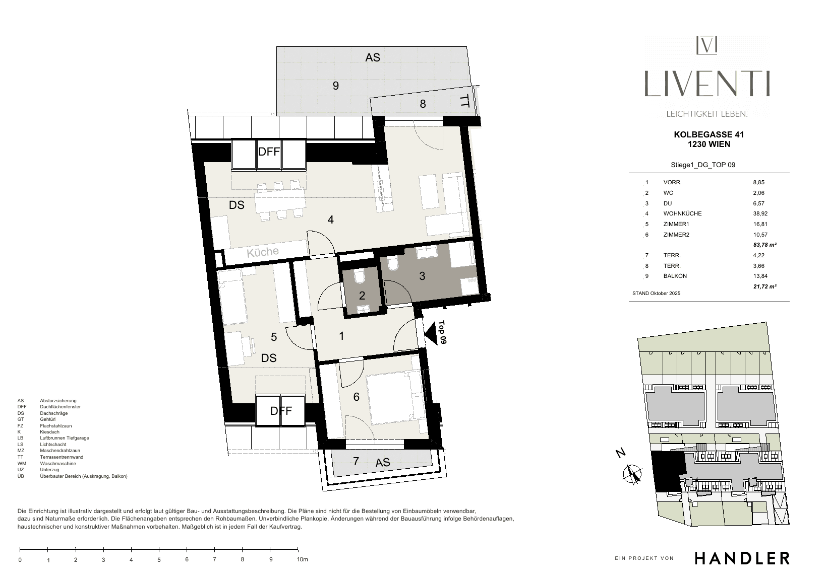 Grundriss Top 1/9 — Liventi — 3 Zimmer — 83,7 m² — Attic floor