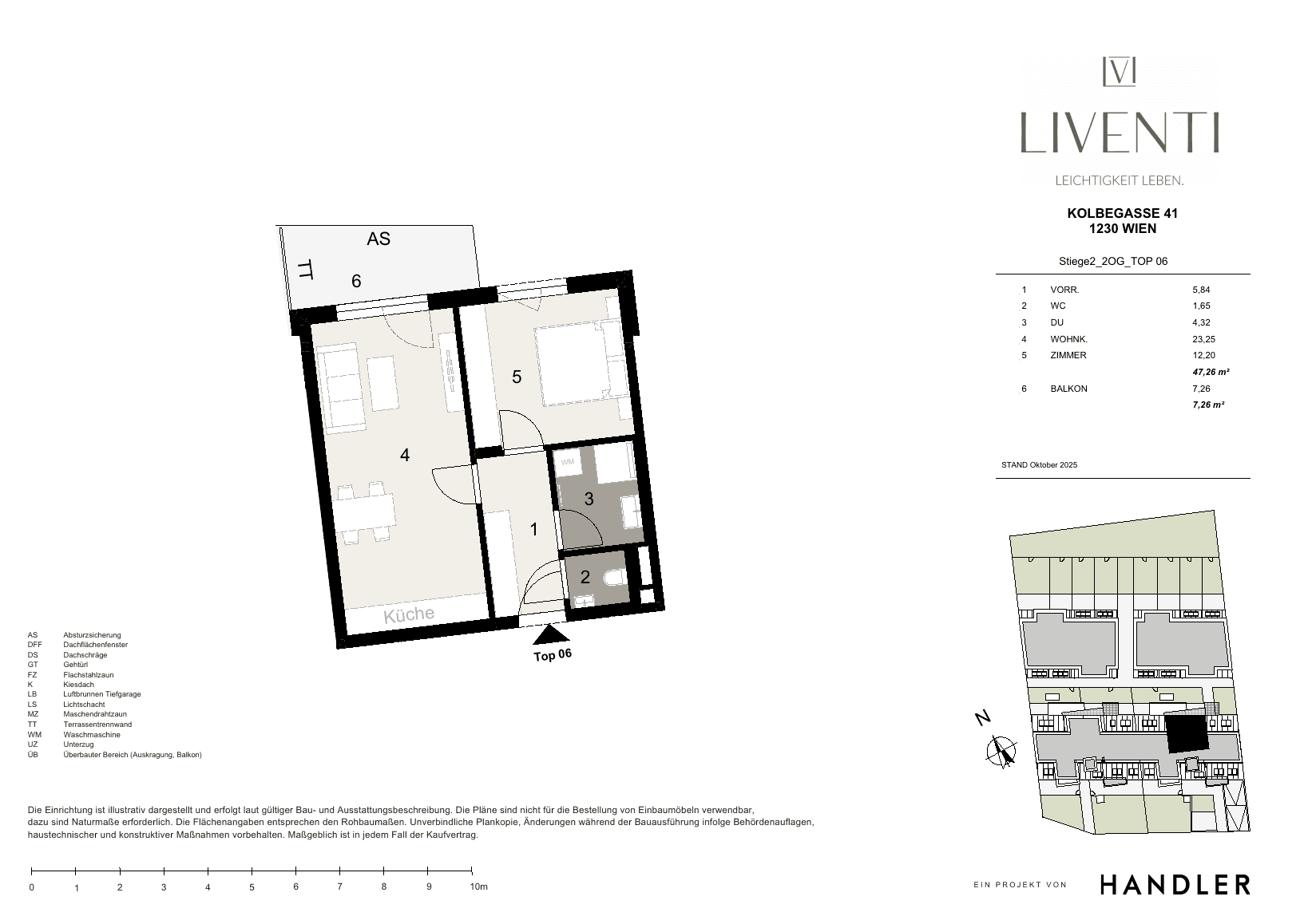 Grundriss Top 2/6 — Liventi — 2 Zimmer — 47,3 m² — 2nd floor