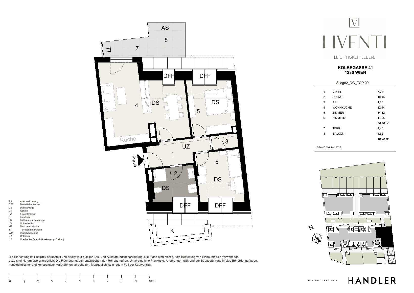 Grundriss Top 2/9 — Liventi — 3 Zimmer — 80,8 m² — Attic floor