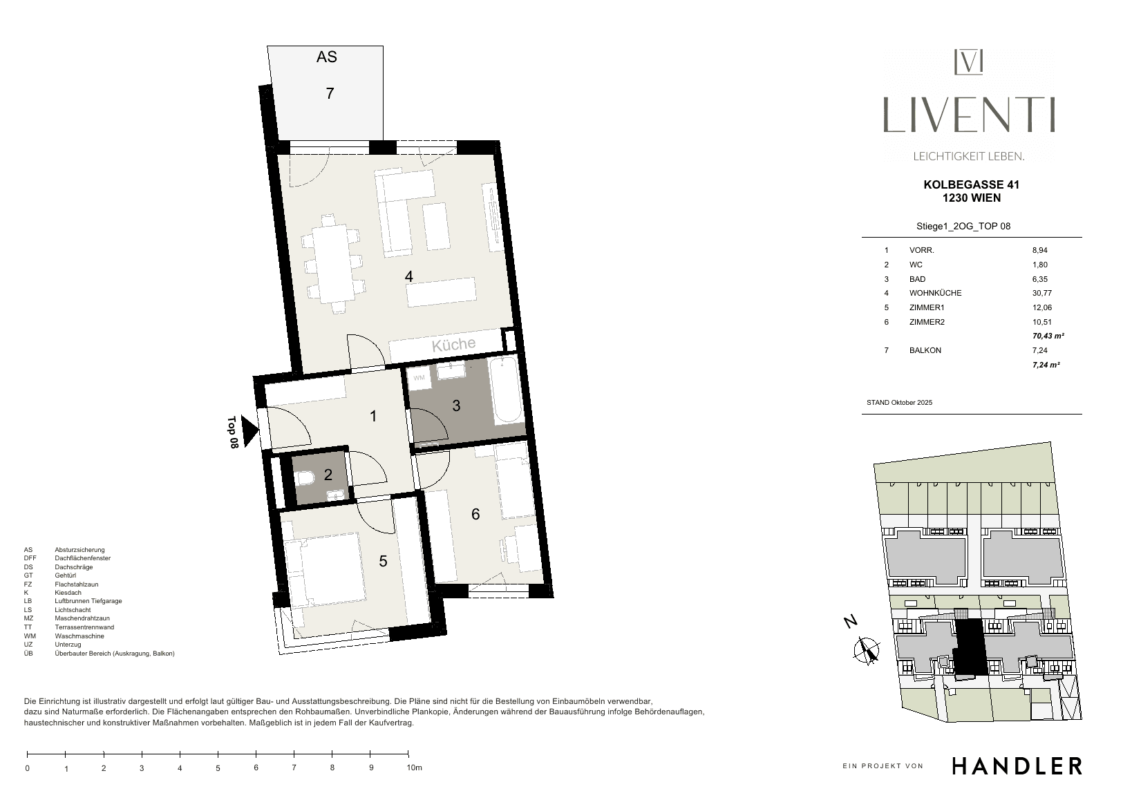 Grundriss Top 1/8 — Liventi — 3 Zimmer — 70,4 m² — 2nd floor