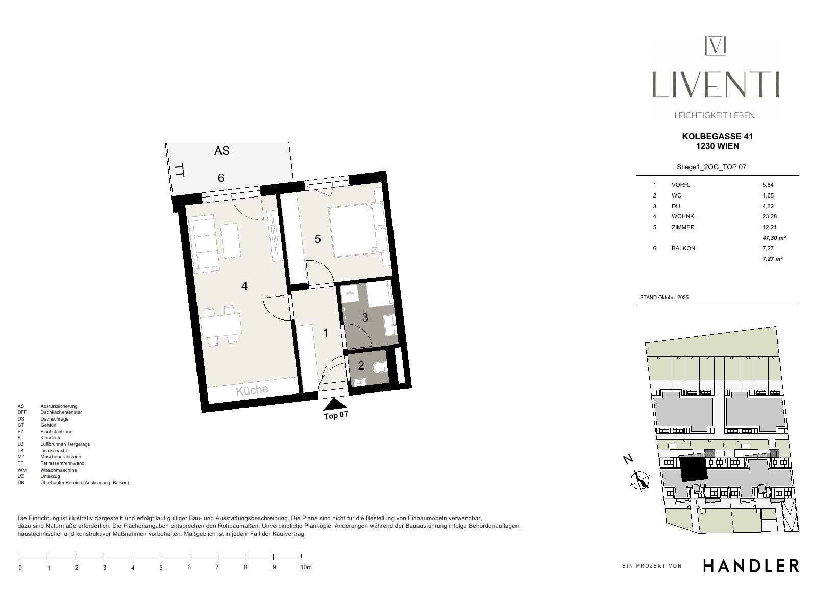 Grundriss Top 1/7 — Liventi — 2 Zimmer — 47,3 m² — 2nd floor