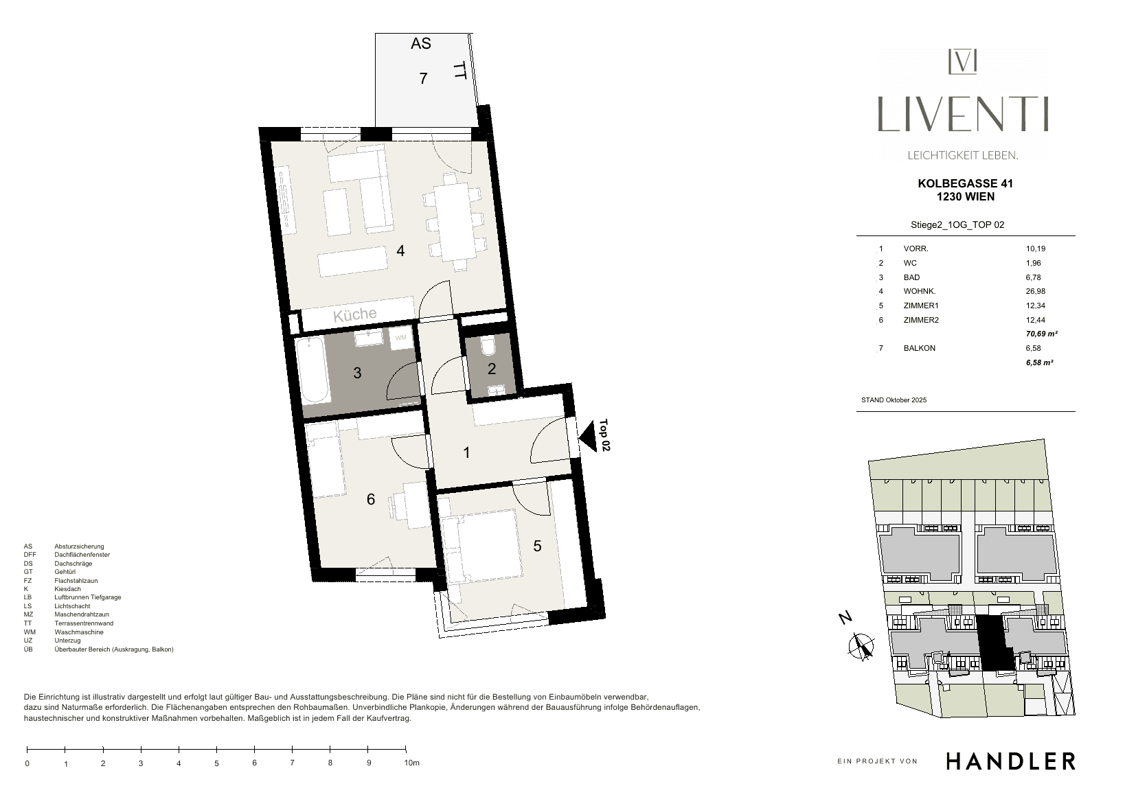 Grundriss Top 2/2 — Liventi — 3 Zimmer — 70,7 m² — 1st floor