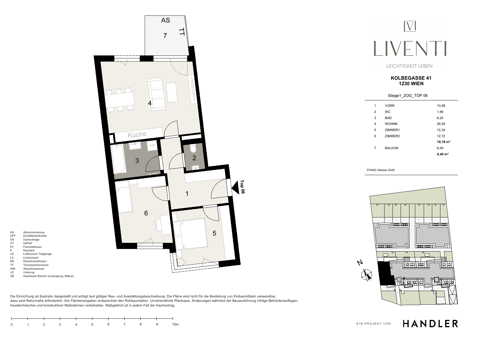 Grundriss Top 1/6 — Liventi — 3 Zimmer — 70,8 m² — 2nd floor