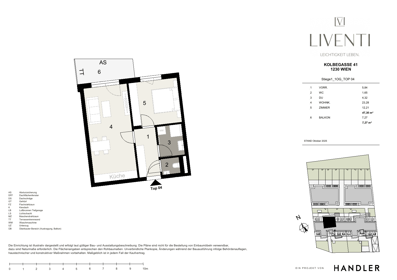Grundriss Top 1/4 — Liventi — 2 Zimmer — 47,3 m² — 1st floor