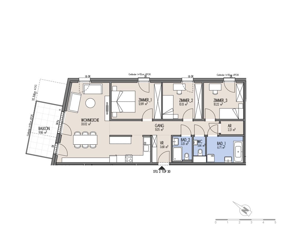 Grundriss Top 02-030 — NordGlück – Living Point 21 — 4 Zimmer — 94,9 m² — 3rd floor