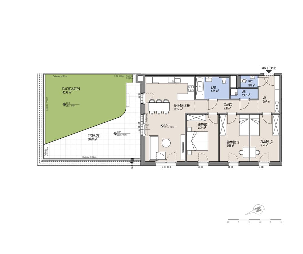 Grundriss Top 01-085 — NordGlück – Living Point 21 — 4 Zimmer — 95,4 m² — 7th floor