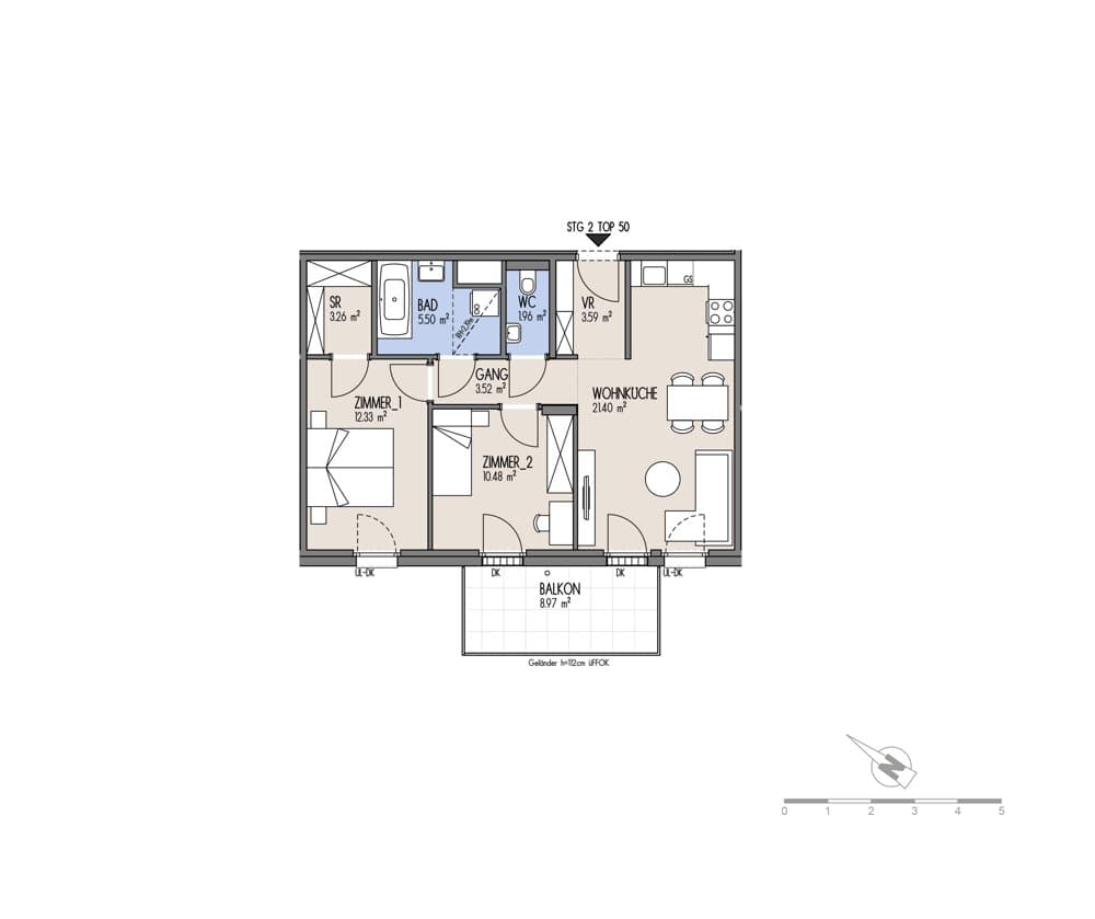 Grundriss Top 02-050 — NordGlück – Living Point 21 — 3 Zimmer — 62 m² — 6th floor