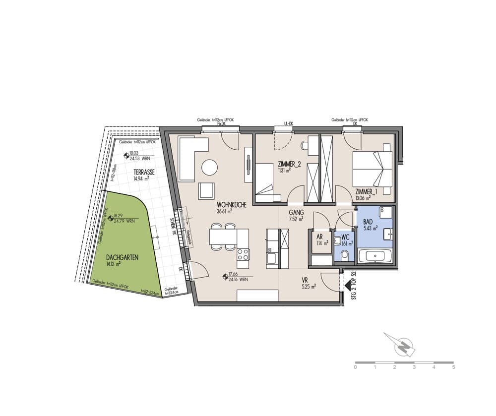 Grundriss Top 02-052 — NordGlück – Living Point 21 — 3 Zimmer — 81,9 m² — 6th floor