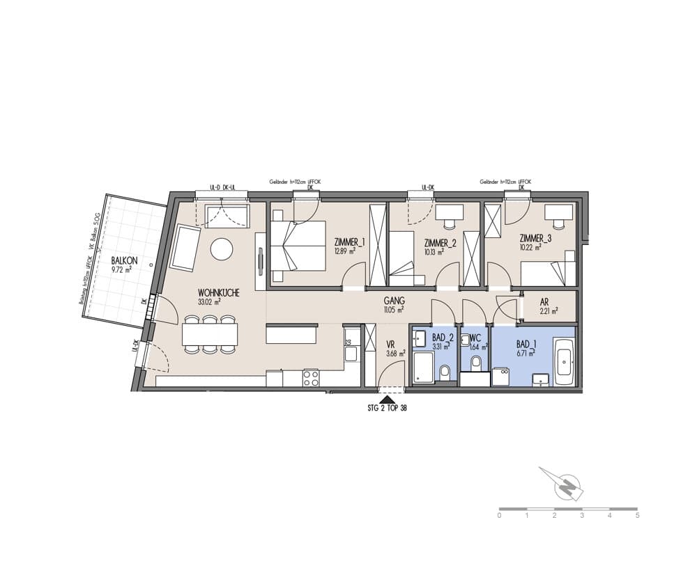 Grundriss Top 02-038 — NordGlück – Living Point 21 — 4 Zimmer — 94,9 m² — 4th floor