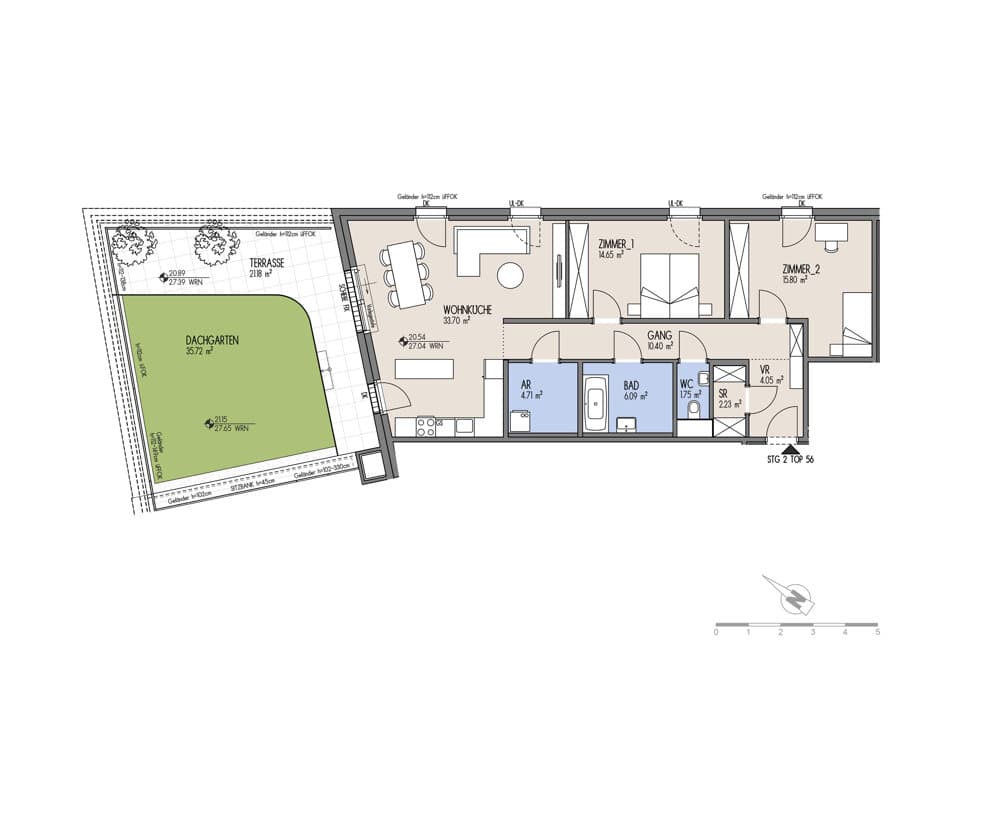 Grundriss Top 02-056 — NordGlück – Living Point 21 — 3 Zimmer — 93,4 m² — 7th floor