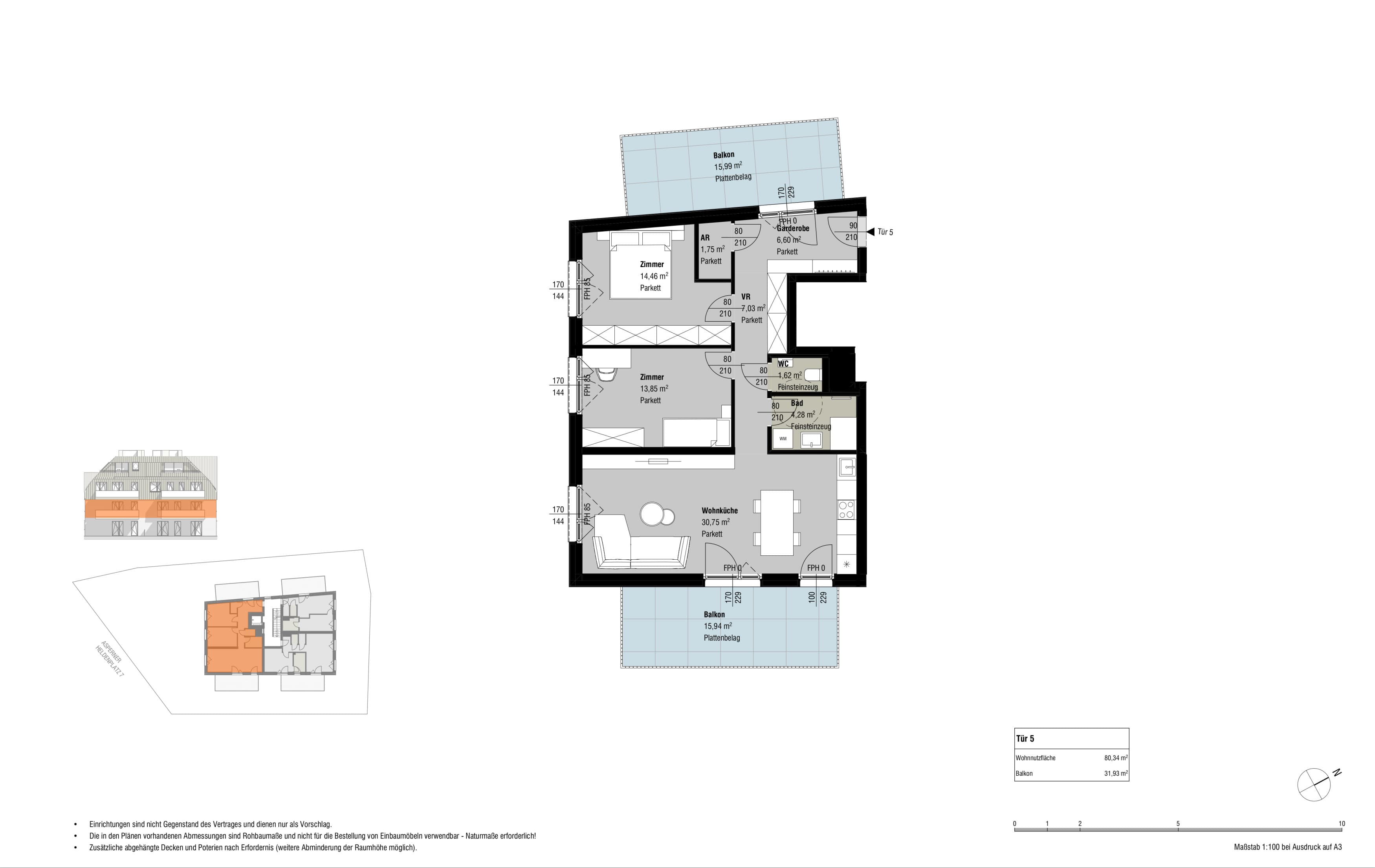 Grundriss Top 5 — Löwenzahn & Espenlaub — 3 Zimmer — 80,3 m² — 1st floor