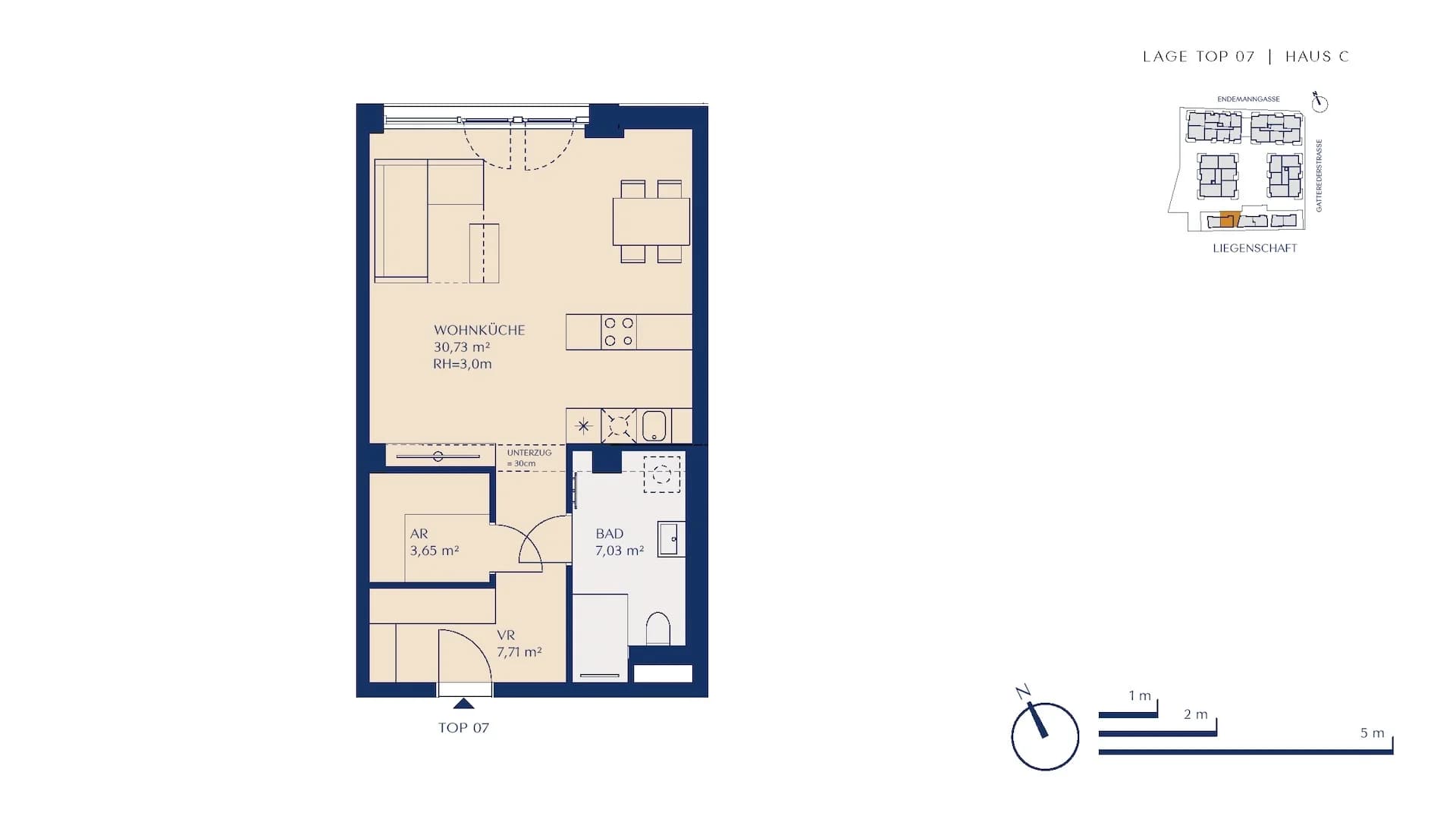 Grundriss Top07-Studio — Loft.Rosenhügel — 1 Zimmer — 49,1 m² — Upper floor