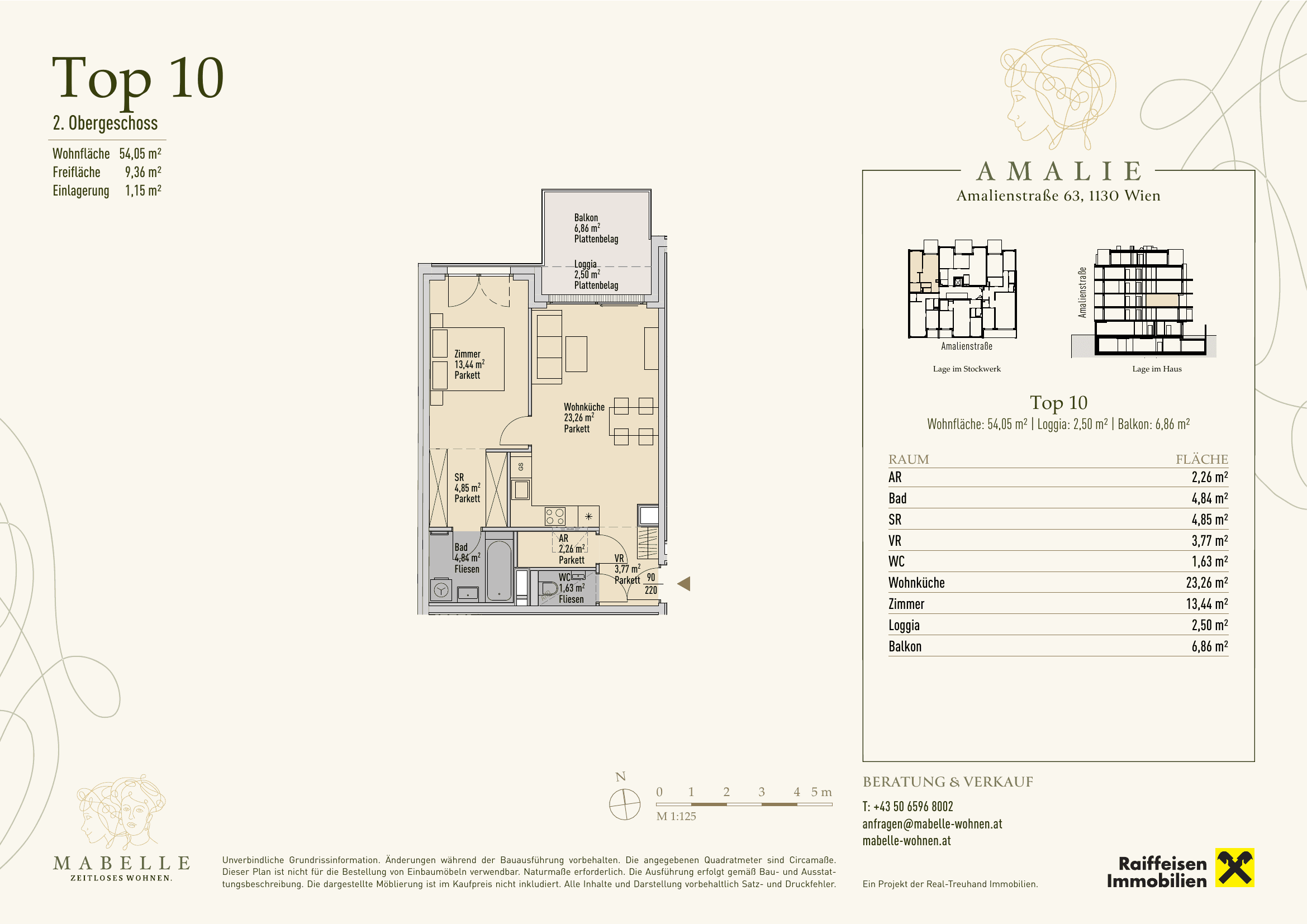 Grundriss Top 10 — MABELLE - Zeitloses Wohnen | Haus Amalie — 2 Zimmer — 54,1 m² — 2. OG