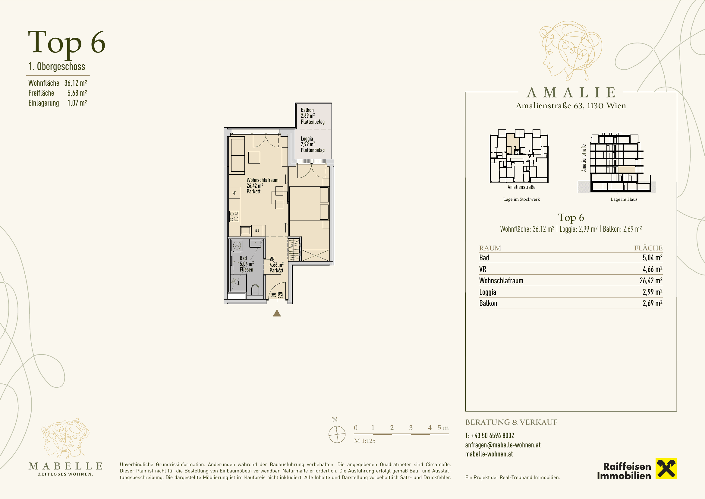 Grundriss Top 06 — MABELLE - Zeitloses Wohnen | Haus Amalie — 1.5 Zimmer — 36,1 m²