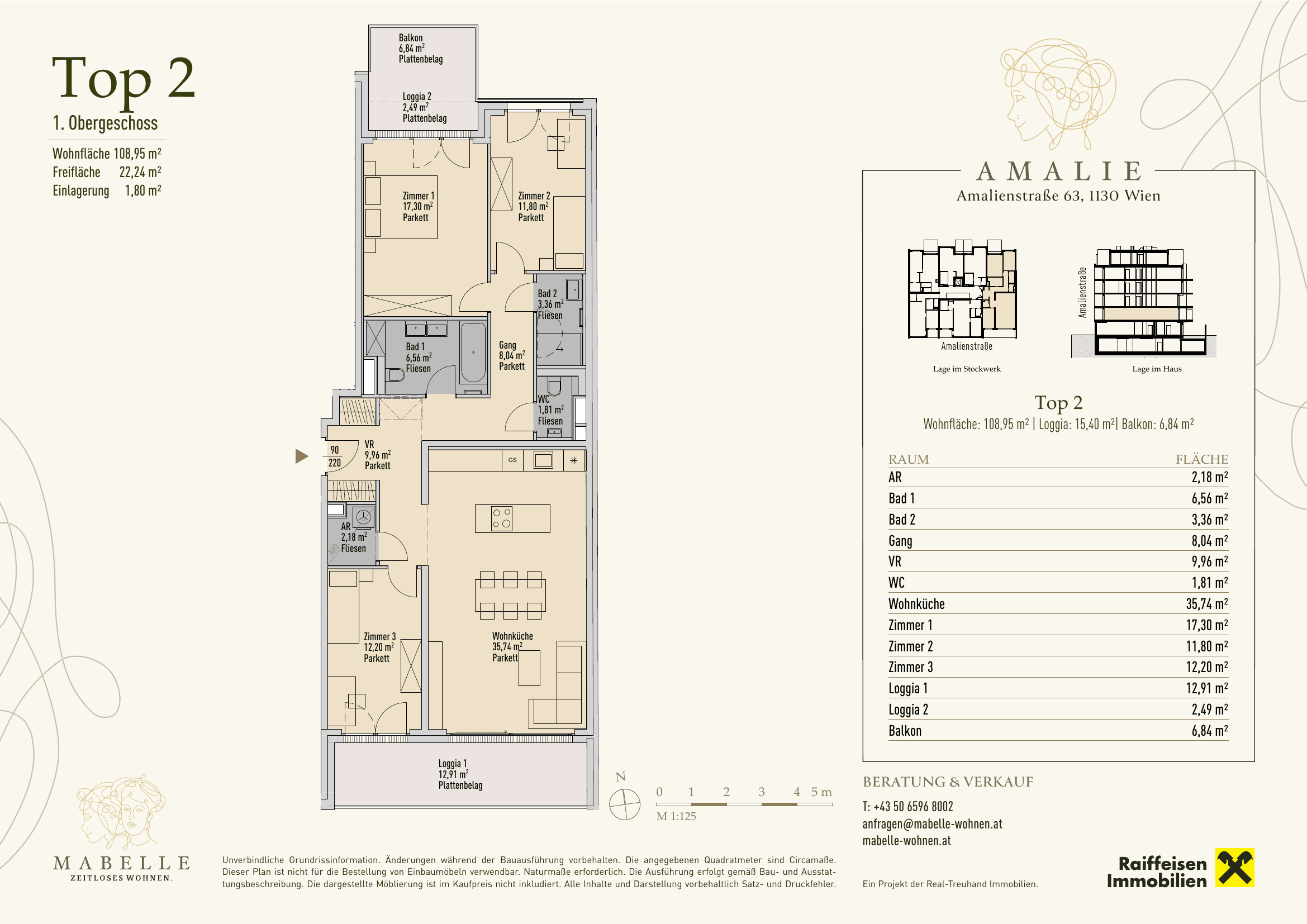 Grundriss Top 02 — MABELLE - Zeitloses Wohnen | Haus Amalie — 4 Zimmer — 109 m² — 1st floor