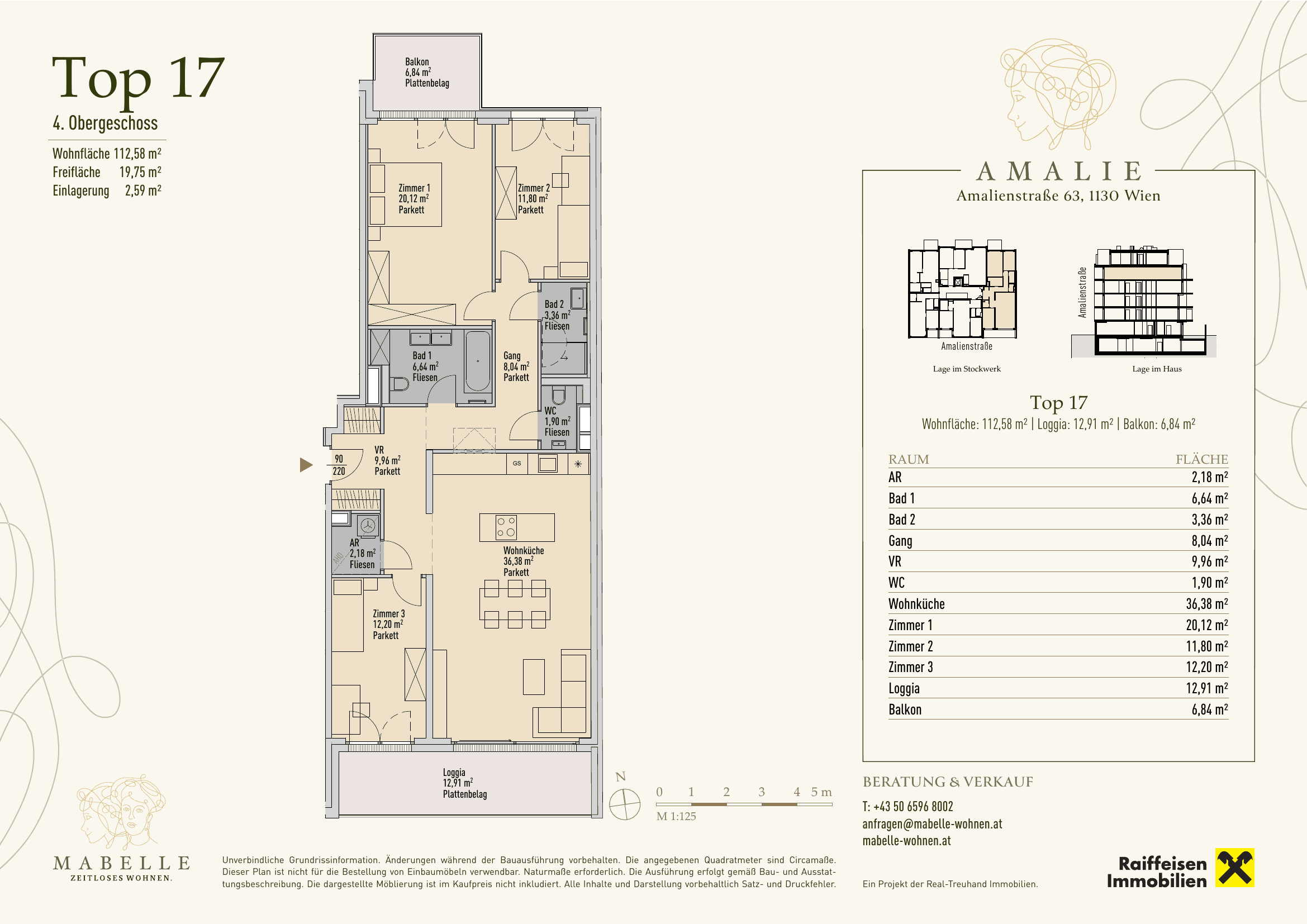 Grundriss Top 17 — MABELLE - Zeitloses Wohnen | Haus Amalie — 4 Zimmer — 112,6 m² — 4. OG