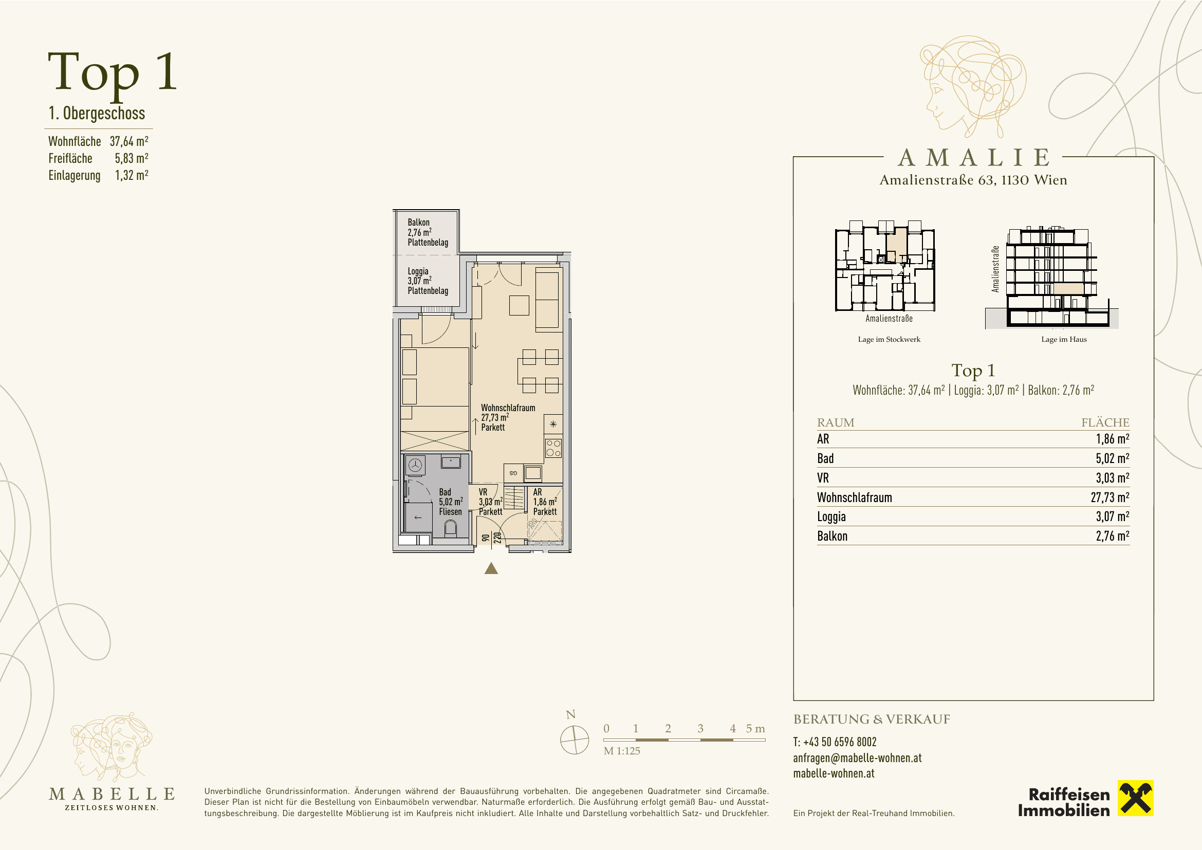 Grundriss Top 01 — MABELLE - Zeitloses Wohnen | Haus Amalie — 1.5 Zimmer — 37,6 m²