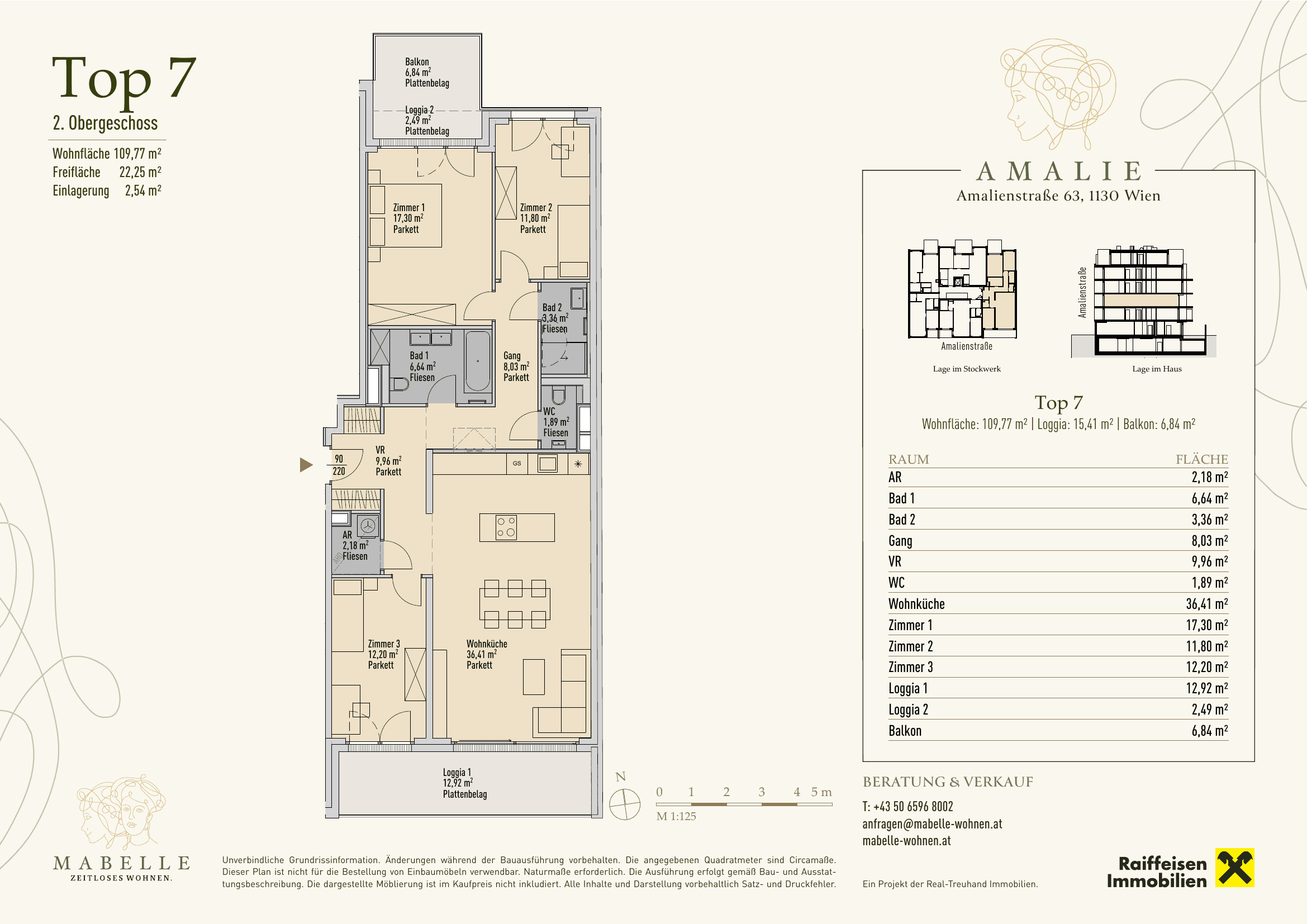 Grundriss Top 07 — MABELLE - Zeitloses Wohnen | Haus Amalie — 4 Zimmer — 109,8 m² — 2. OG