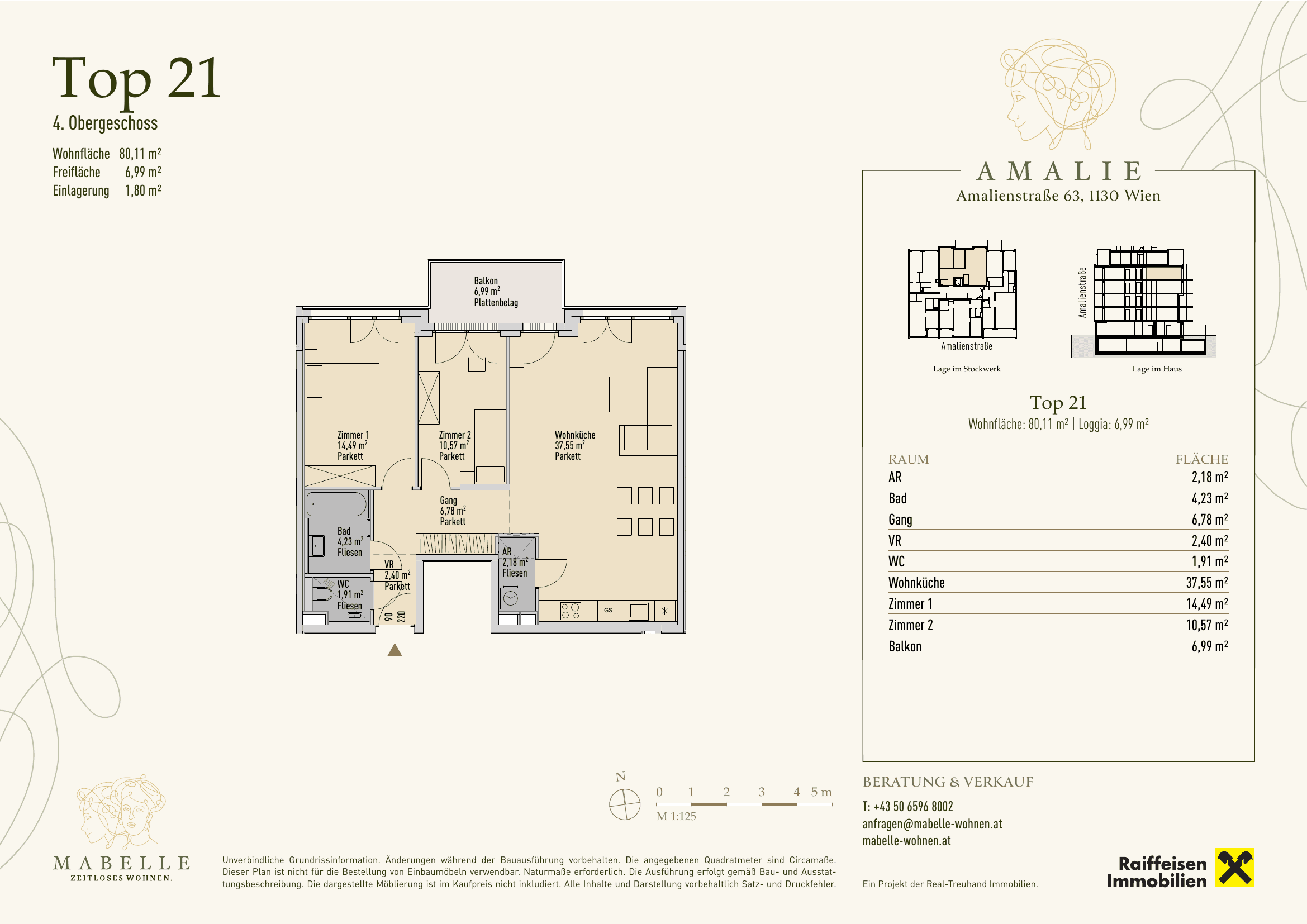 Floorplan Top 21 — MABELLE - Zeitloses Wohnen | Haus Amalie — 3 Rooms — 80.1 m² — 4th floor