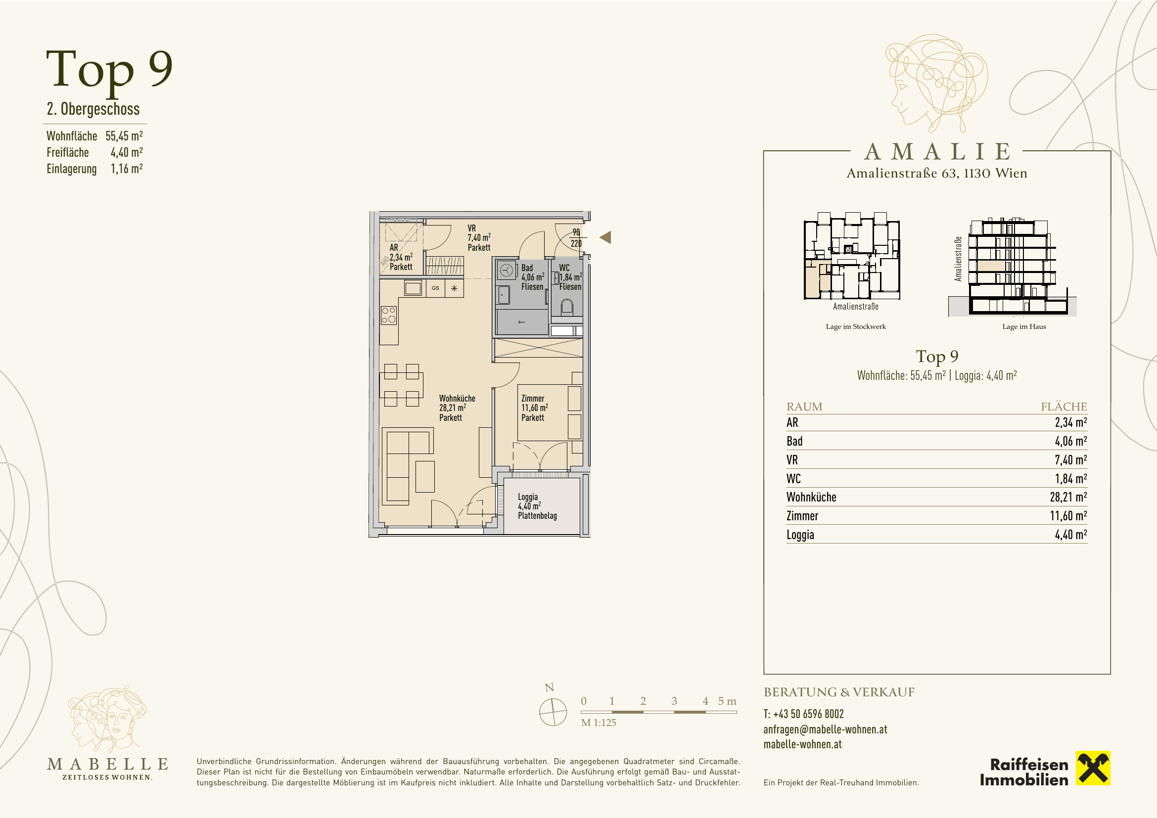 Floorplan Top 09 — MABELLE - Zeitloses Wohnen | Haus Amalie — 2 Rooms — 55.5 m² — 2nd floor
