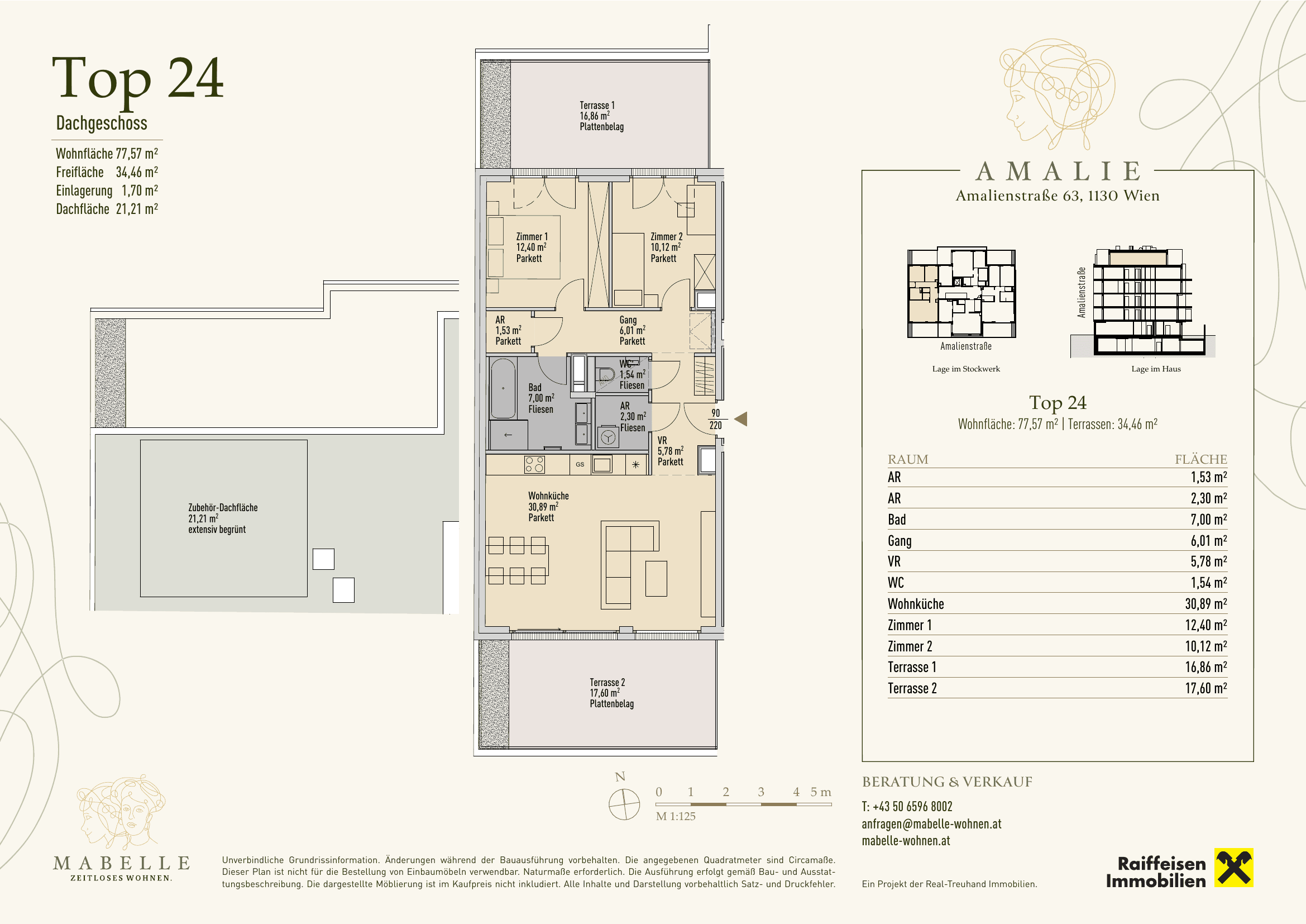 Grundriss Top 24 — MABELLE - Zeitloses Wohnen | Haus Amalie — 3 Zimmer — 77,6 m² — DG