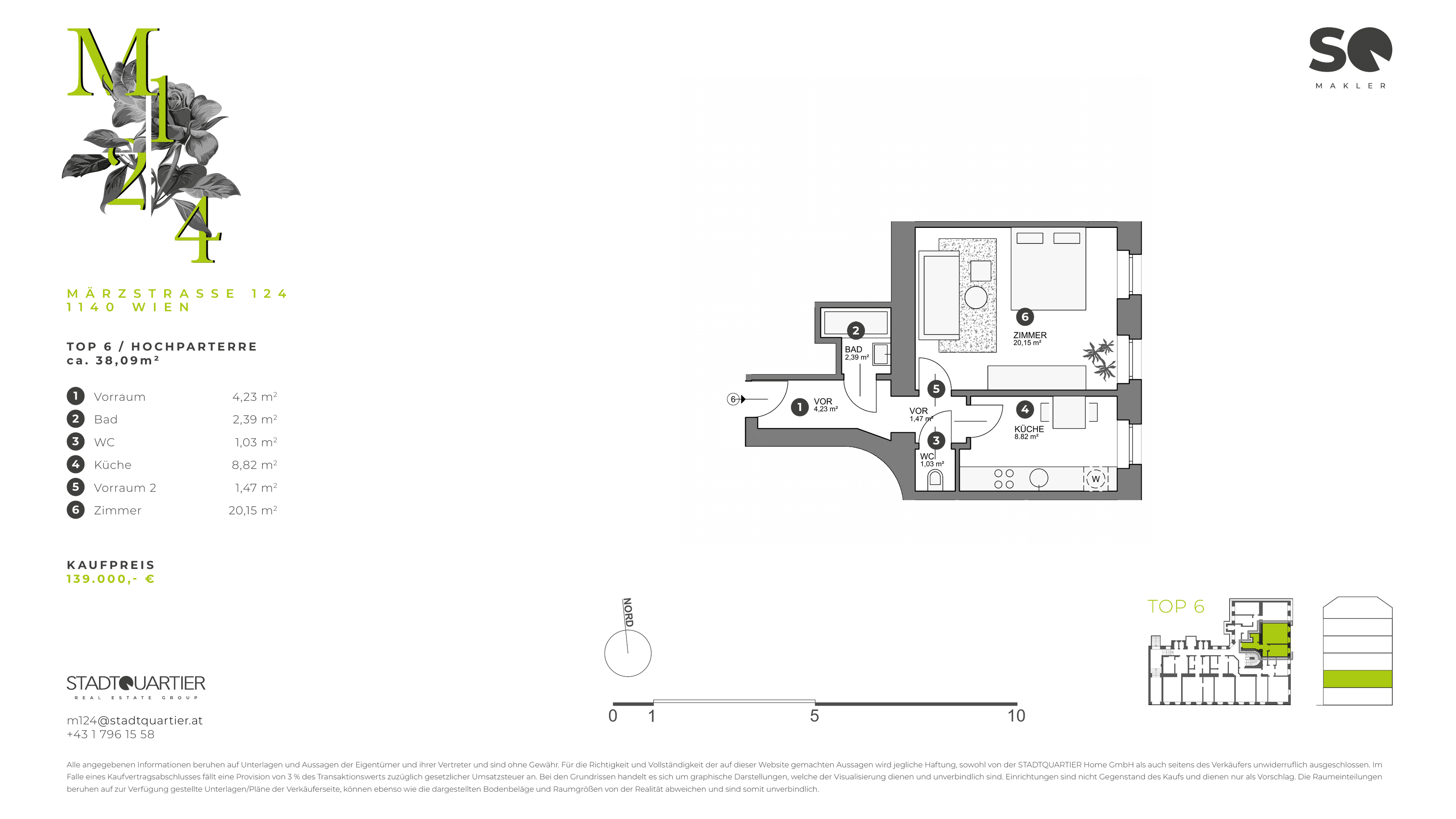 Grundriss Top 6 — M124 – Neu Penzing Living — 1 Zimmer — 38,1 m² — Mezzanine
