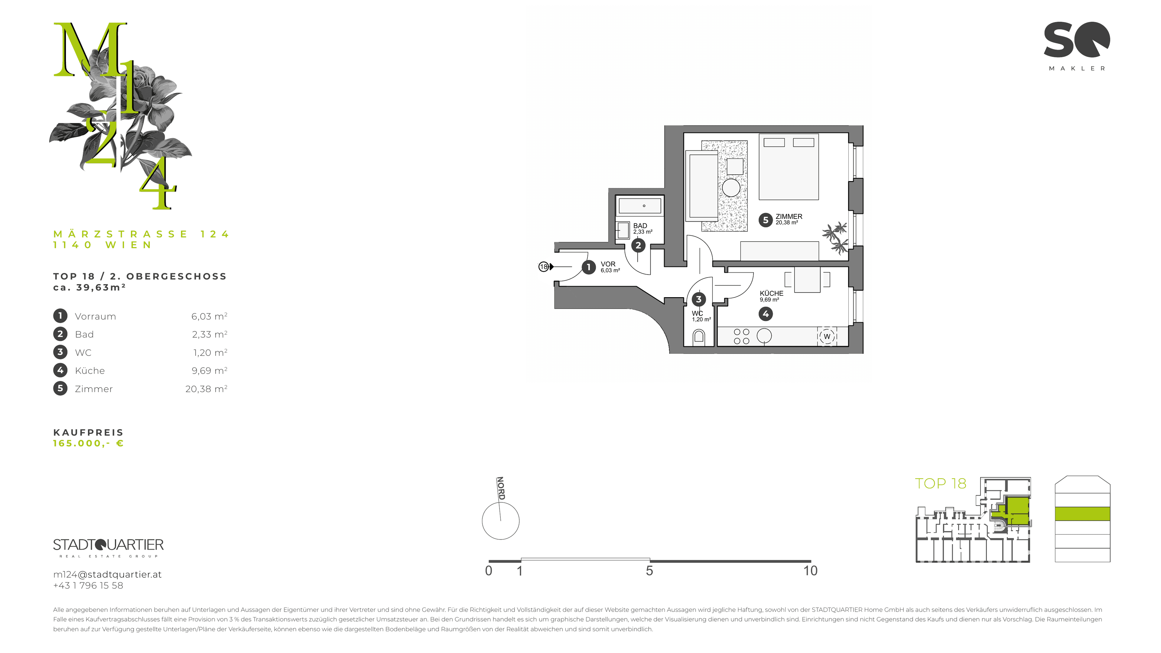 Grundriss Top 18 — M124 – Neu Penzing Living — 1 Zimmer — 39,6 m² — 2nd basement / Basement