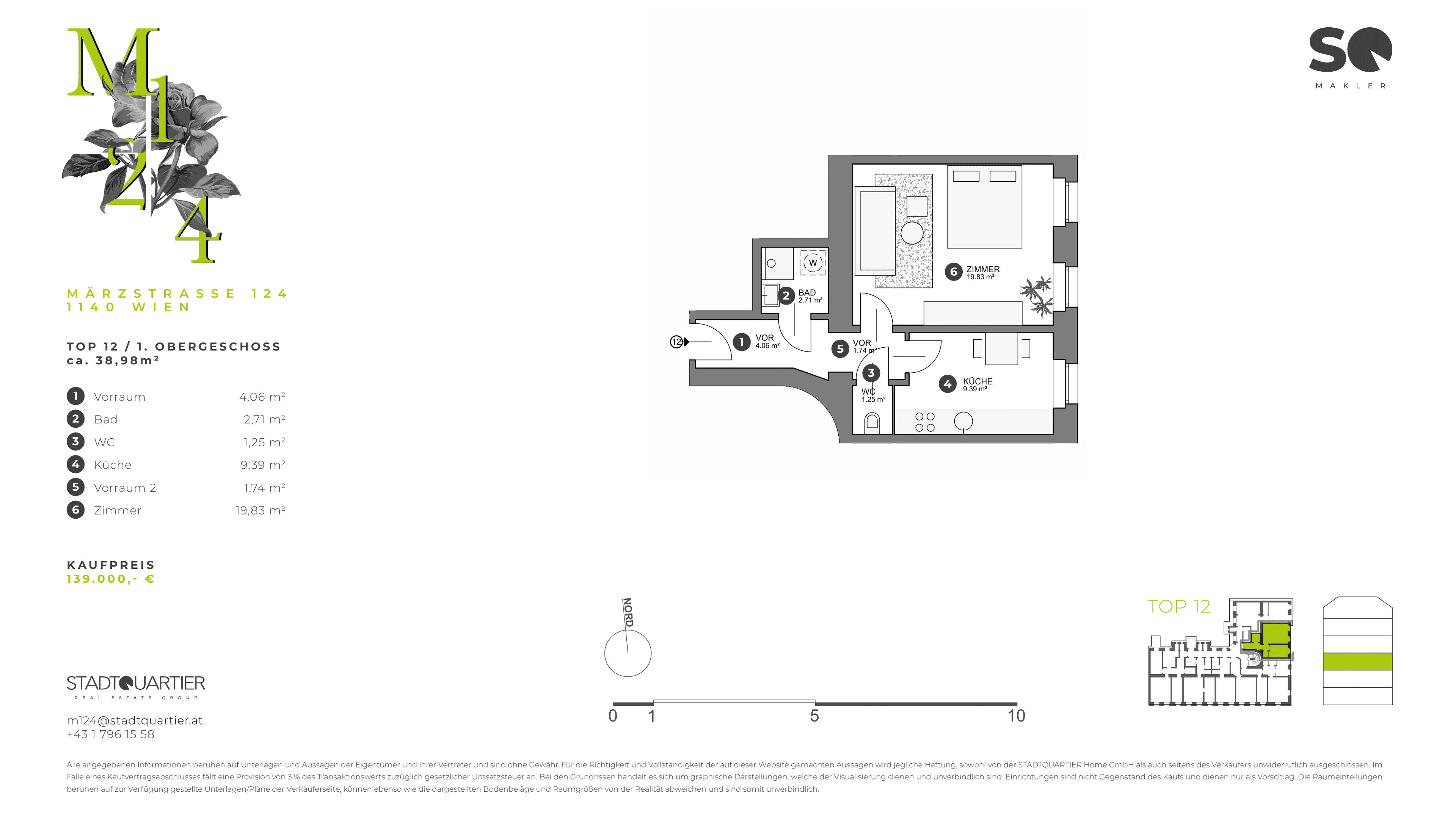 Grundriss Top 12 — M124 – Neu Penzing Living — 1 Zimmer — 39 m² — Basement