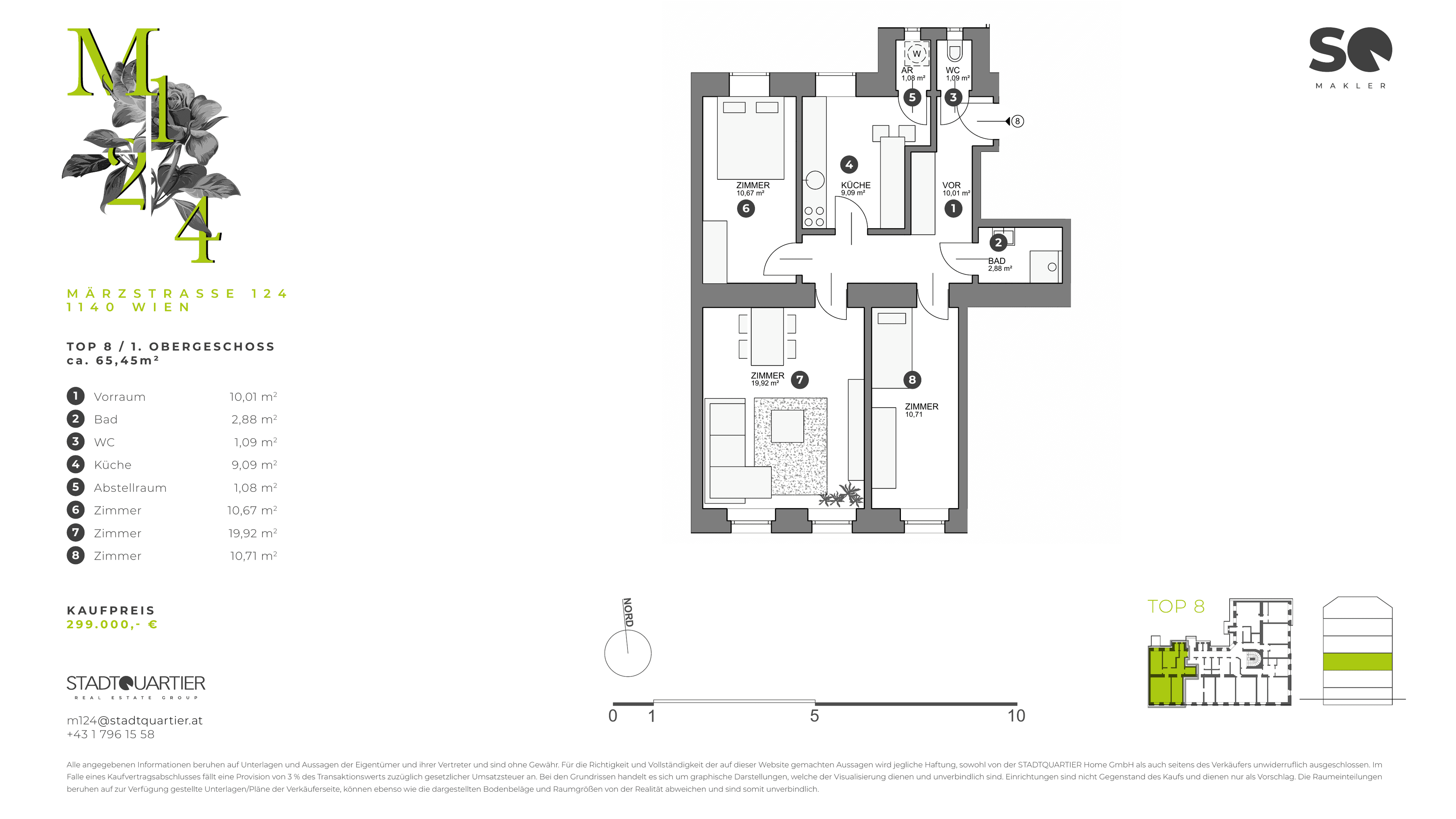 Grundriss Top 8 — M124 – Neu Penzing Living — 3 Zimmer — 65,5 m² — Basement