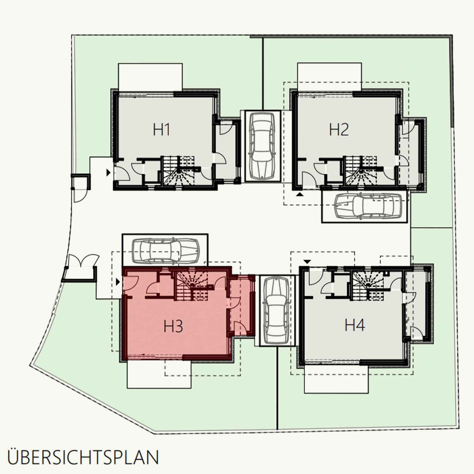Grundriss Haus 3 — Maigasse 28 — 5 Zimmer — 131,6 m² — Ground floor / 1st floor / 2nd floor
