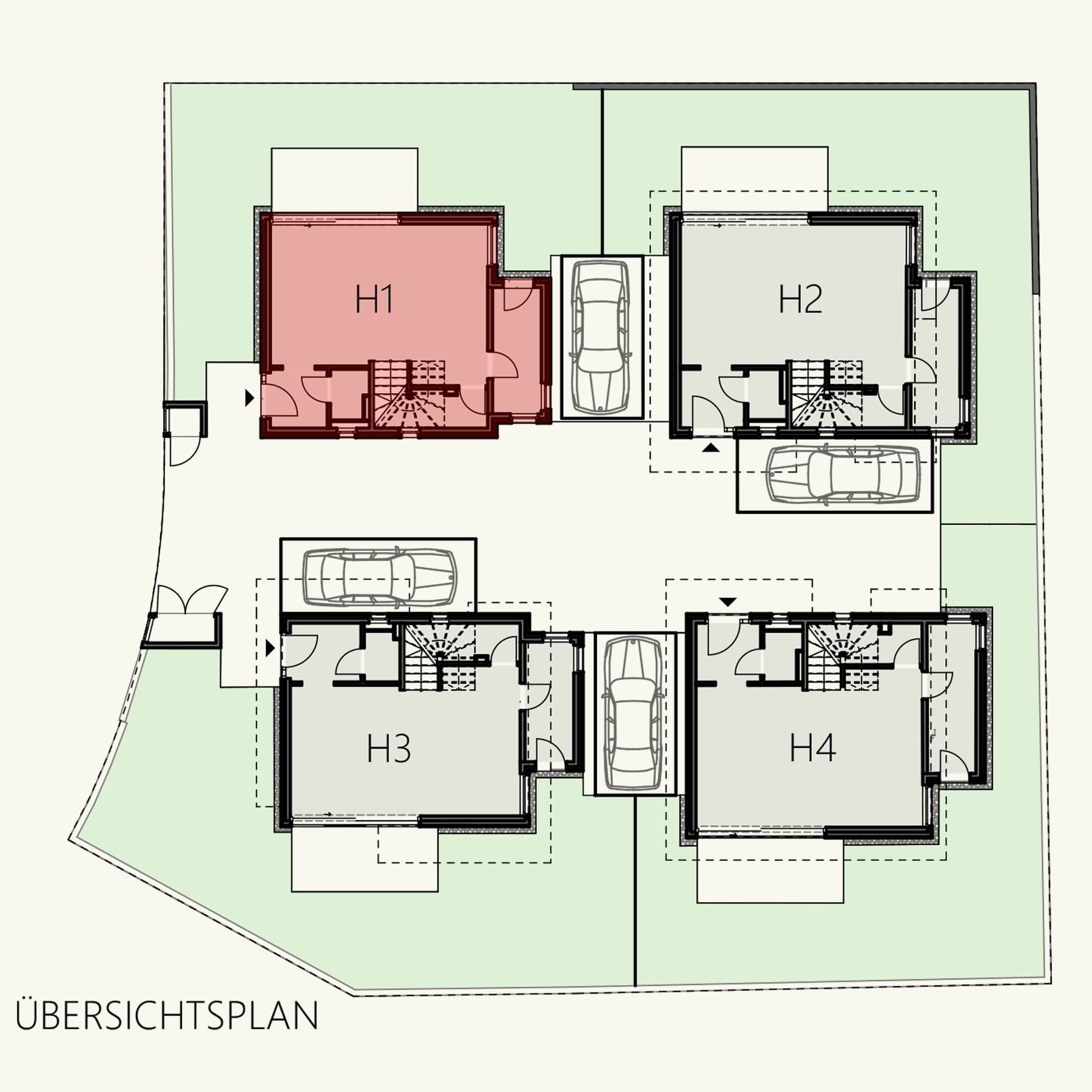 Grundriss Haus 1 — Maigasse 28 — 5 Zimmer — 132,4 m² — Ground floor / 1st floor / 2nd floor