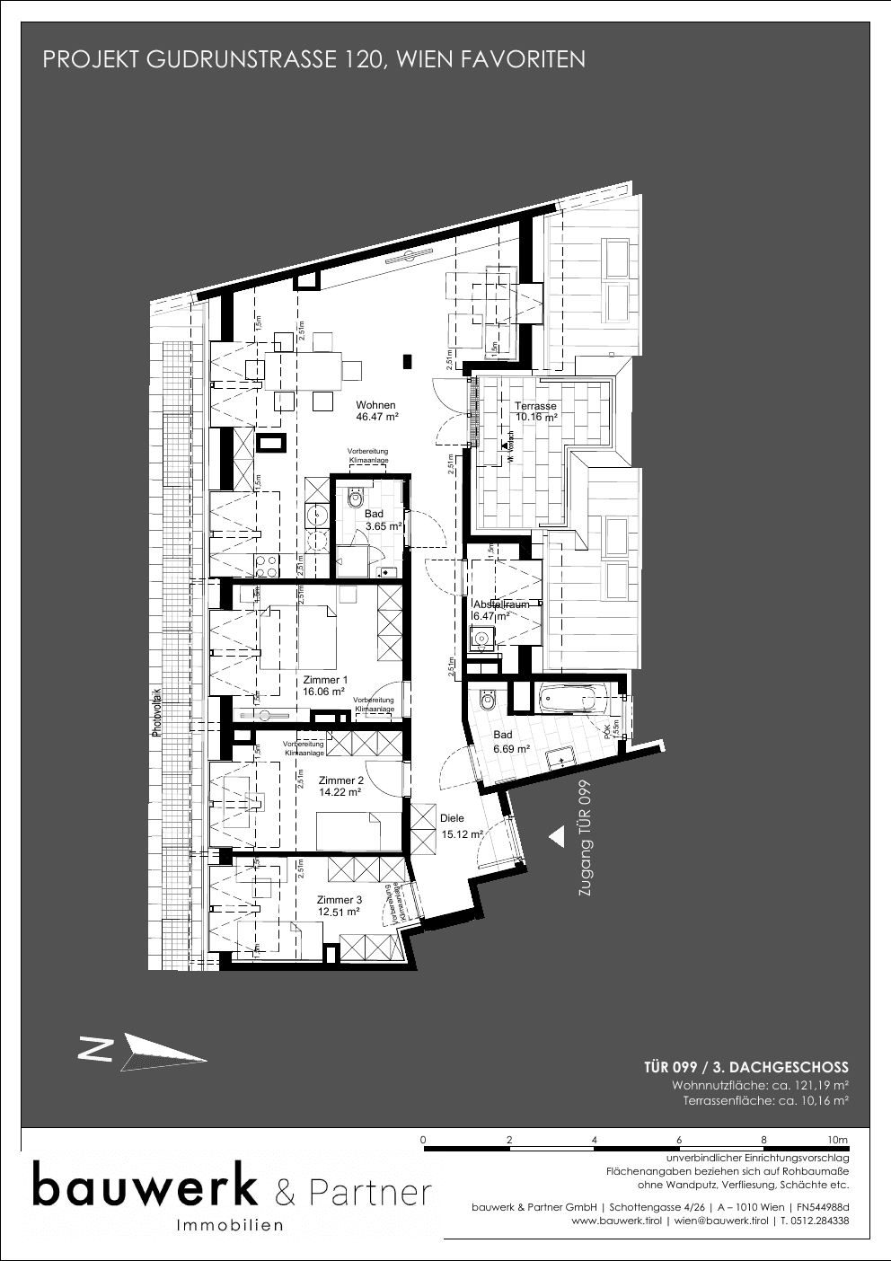 Grundriss Top 099 — Maja — 4 Zimmer — 121,2 m² — 3rd attic floor