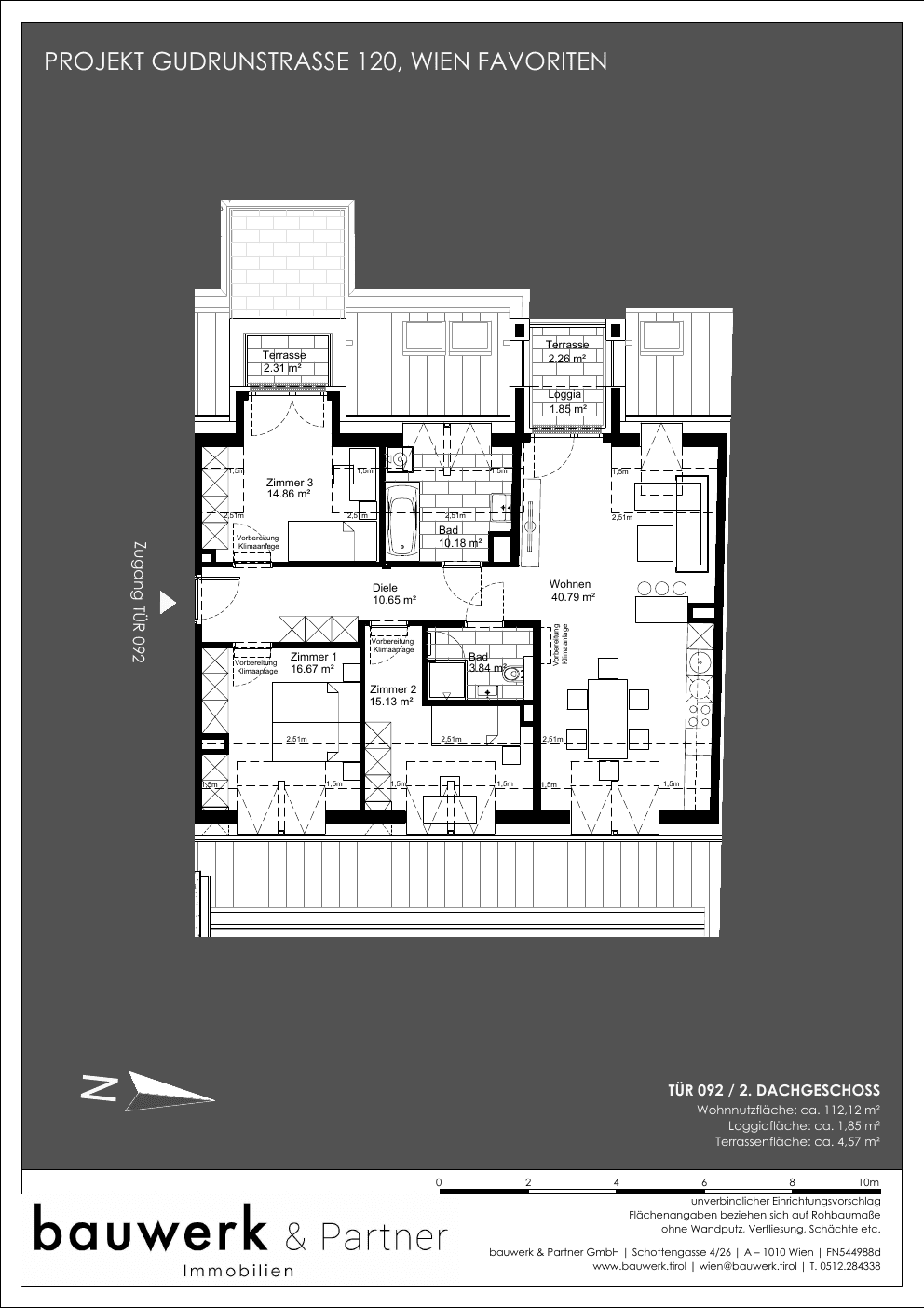 Grundriss Top 092 — Maja — 4 Zimmer — 112,1 m² — 2nd attic floor