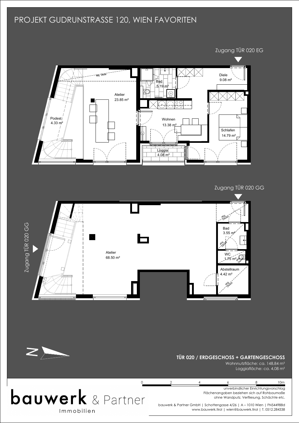 Grundriss Top 020 / Atelier — Maja — 3 Zimmer — 148,8 m² — Ground floor