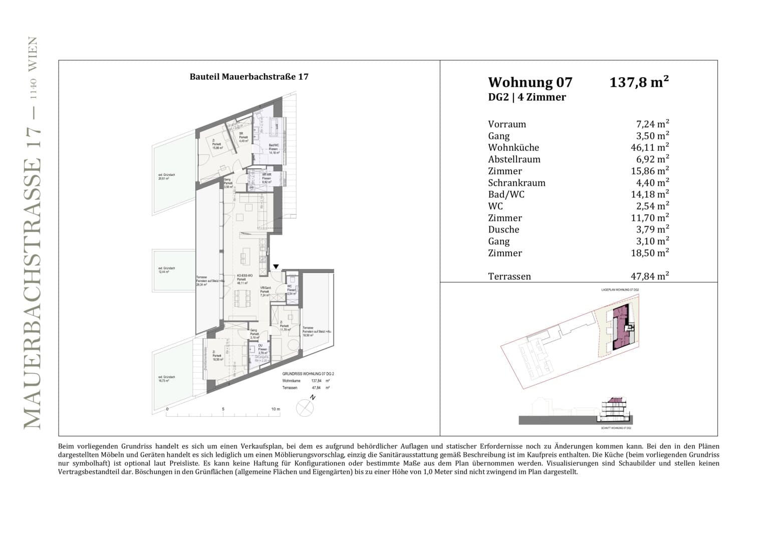 Grundriss Top 79933 — Zuhause in HAWEI — Mauerbachstraße 17 — 4 Zimmer — 137,8 m² — 2nd attic floor