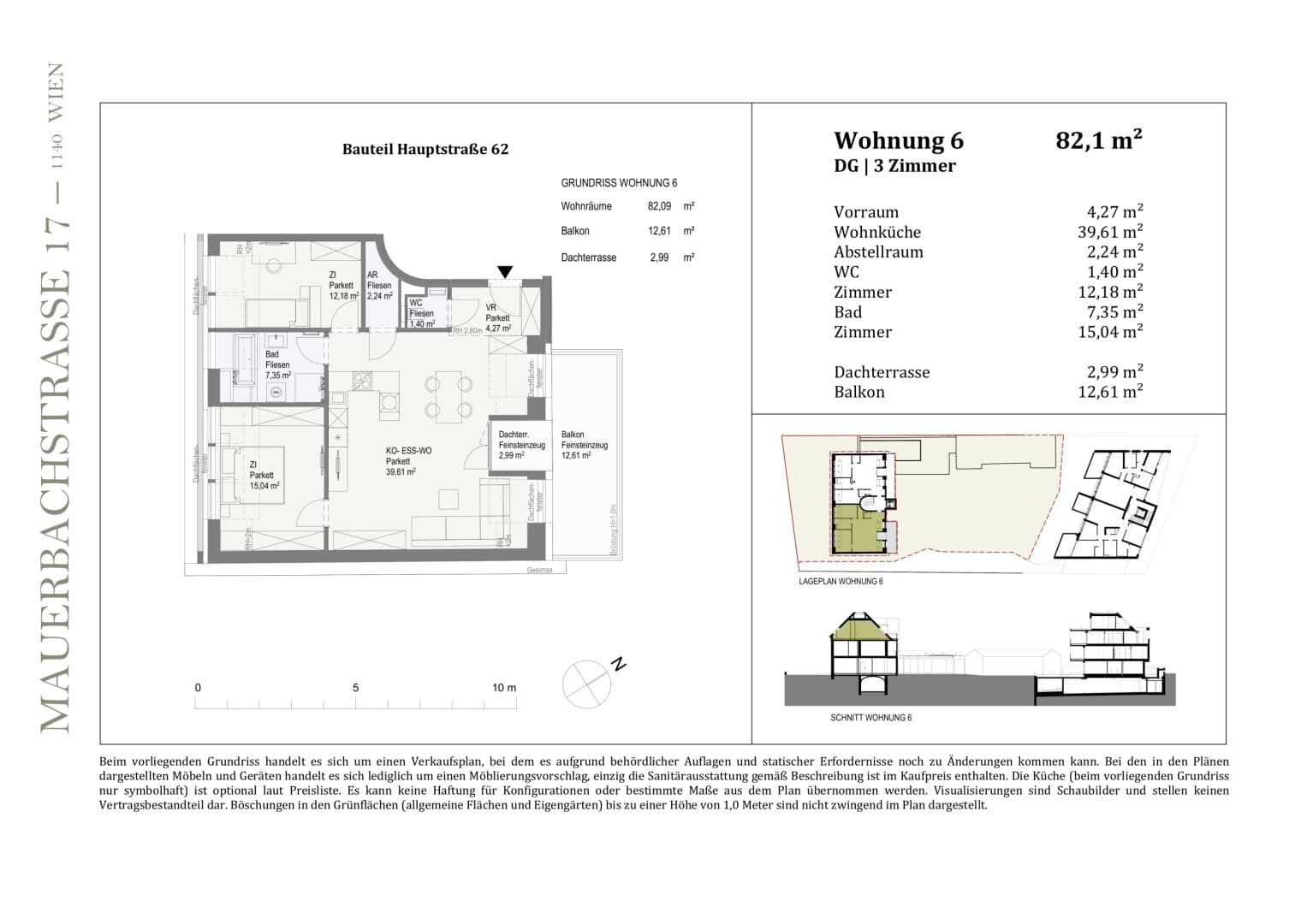 Grundriss Top 79923 — Zuhause in HAWEI — Mauerbachstraße 17 — 3 Zimmer — 82,1 m² — 1st attic floor