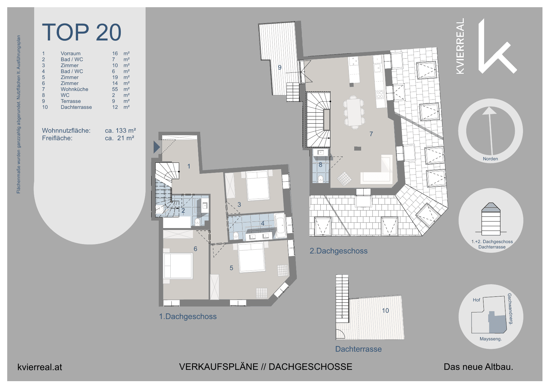 Grundriss Top 20 — Mayssengasse 22 — 4 Zimmer — 133 m² — Attic floor — Grundriss 1/2