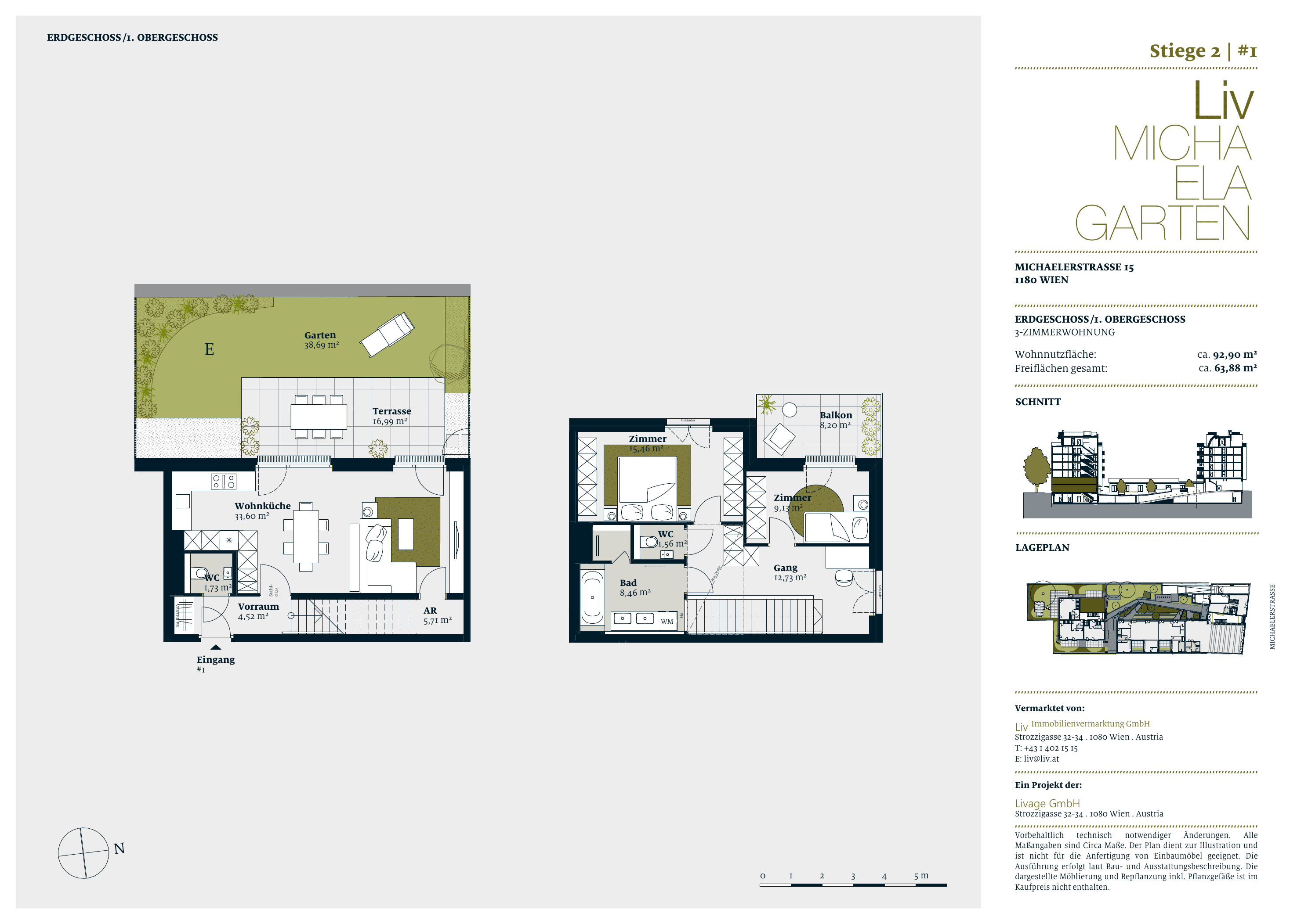 Grundriss stiege-2-top-1 — Liv MICHA ELA GARTEN — 3 Zimmer — 92,9 m² — Ground floor / 1st floor
