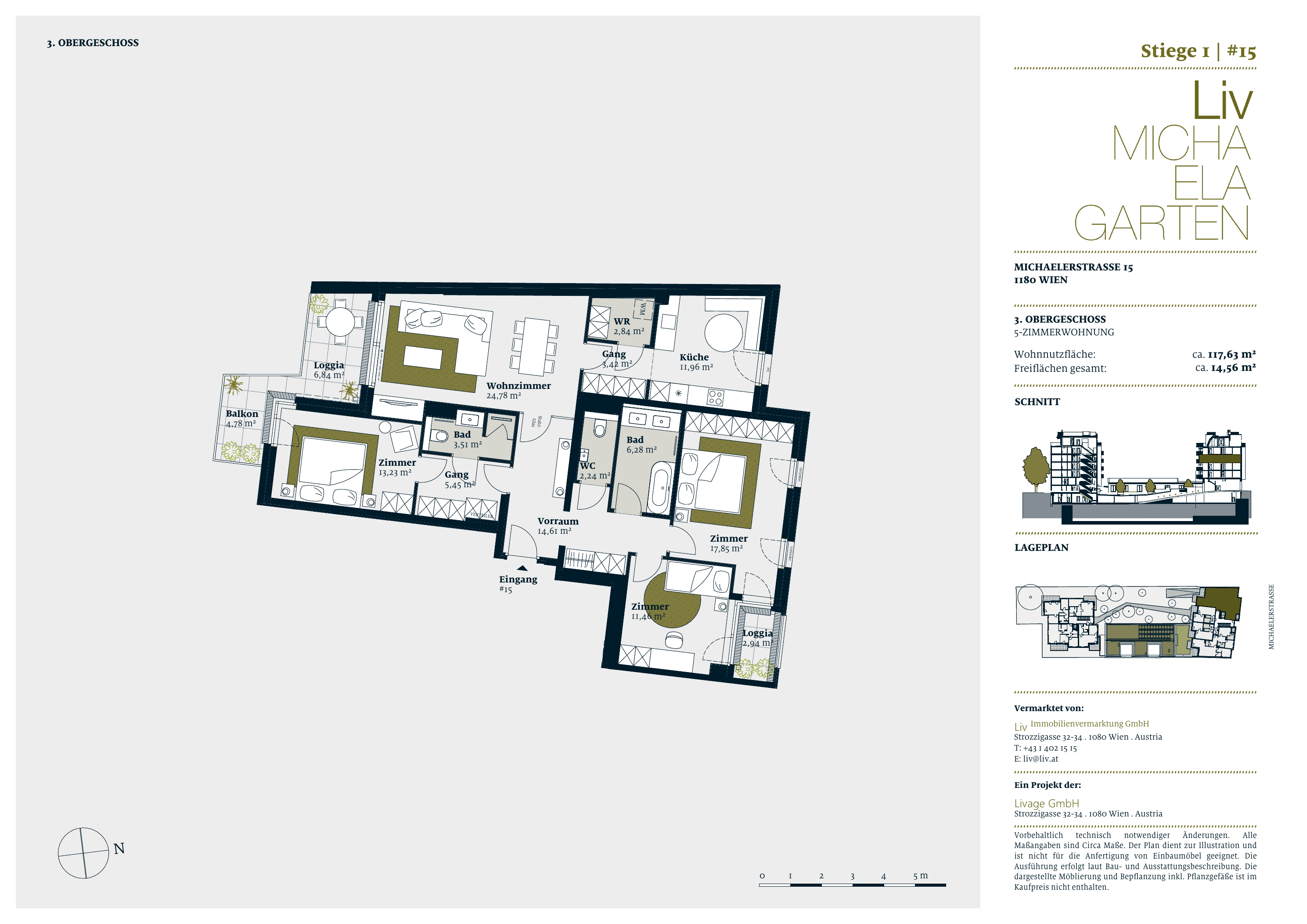 Grundriss stiege-1-top-15 — Liv MICHA ELA GARTEN — 5 Zimmer — 117,6 m² — 3rd floor — Grundriss 1/3