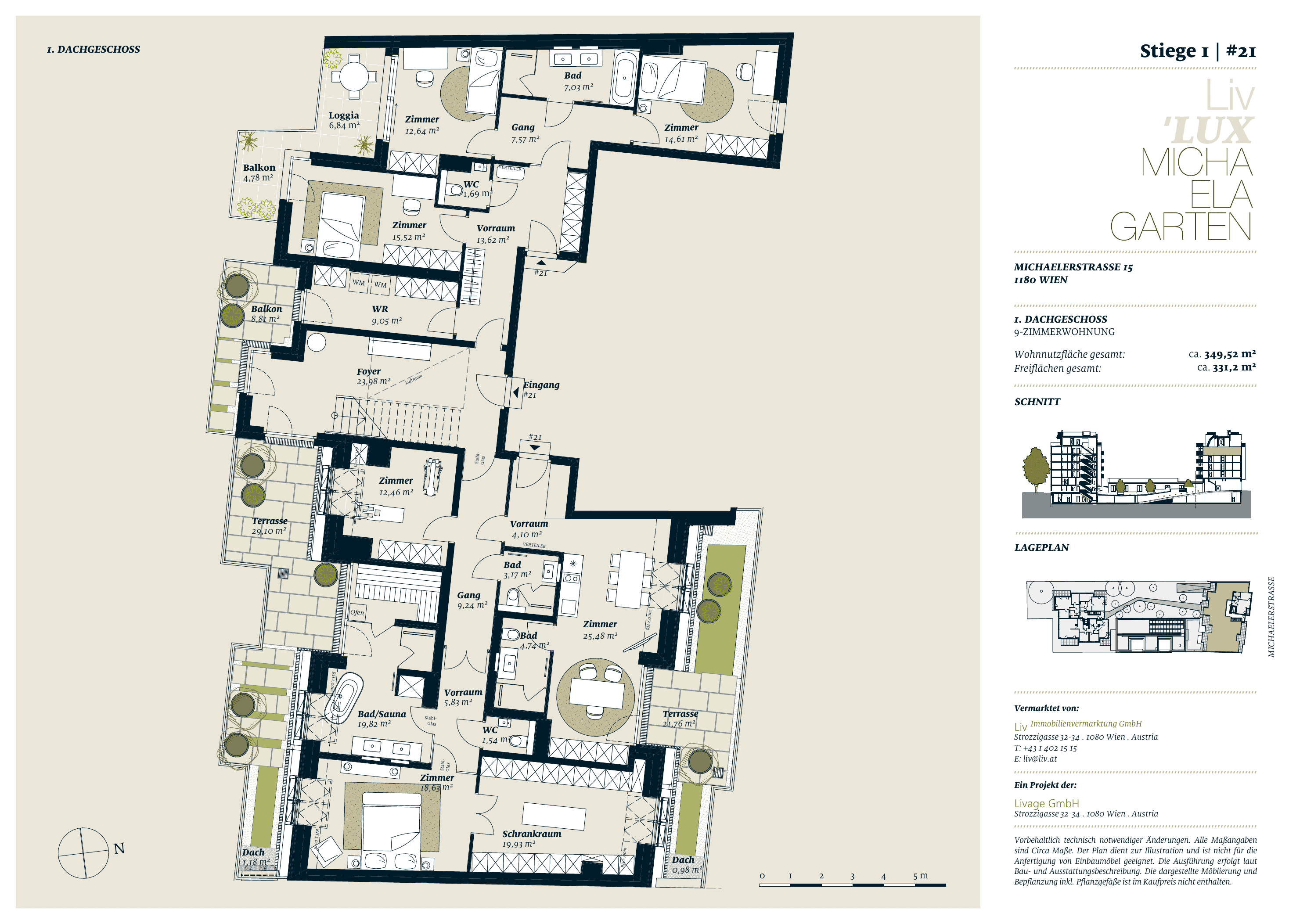 Grundriss stiege-1-top-20-21 — Liv MICHA ELA GARTEN — 9 Zimmer — 349,5 m² — 1st attic floor / 2nd attic floor — Grundriss 1/3
