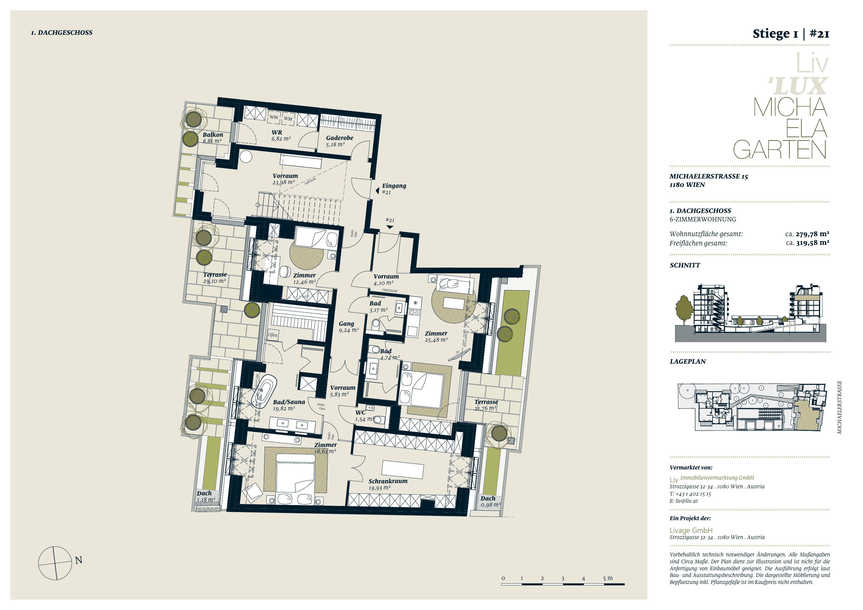 Grundriss stiege-1-top-21 — Liv MICHA ELA GARTEN — 6 Zimmer — 279,8 m² — 2nd attic floor — Grundriss 1/6