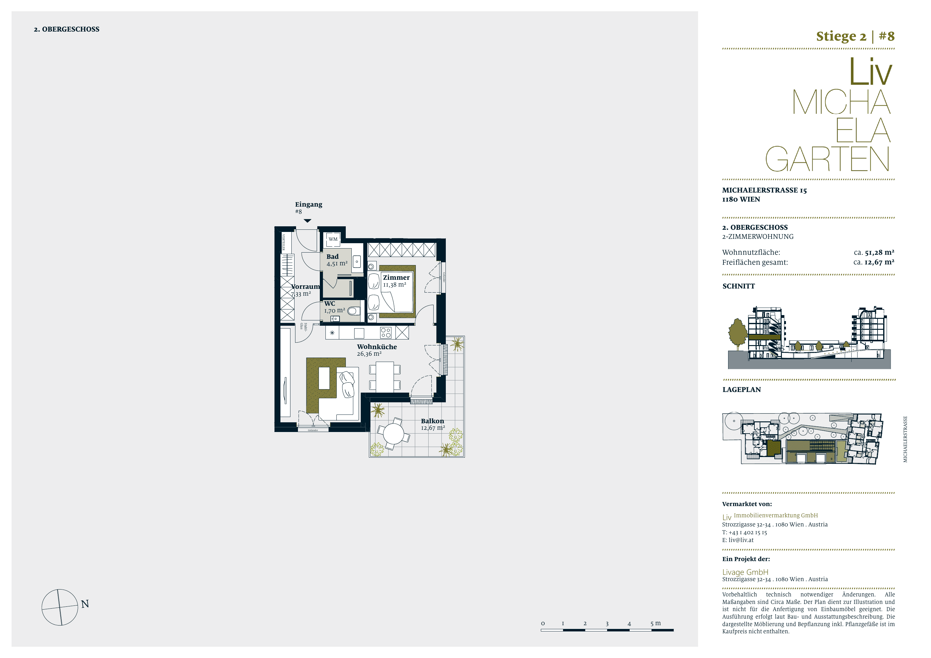 Grundriss stiege-2-top-8 — Liv MICHA ELA GARTEN — 2 Zimmer — 51,3 m² — 2nd floor