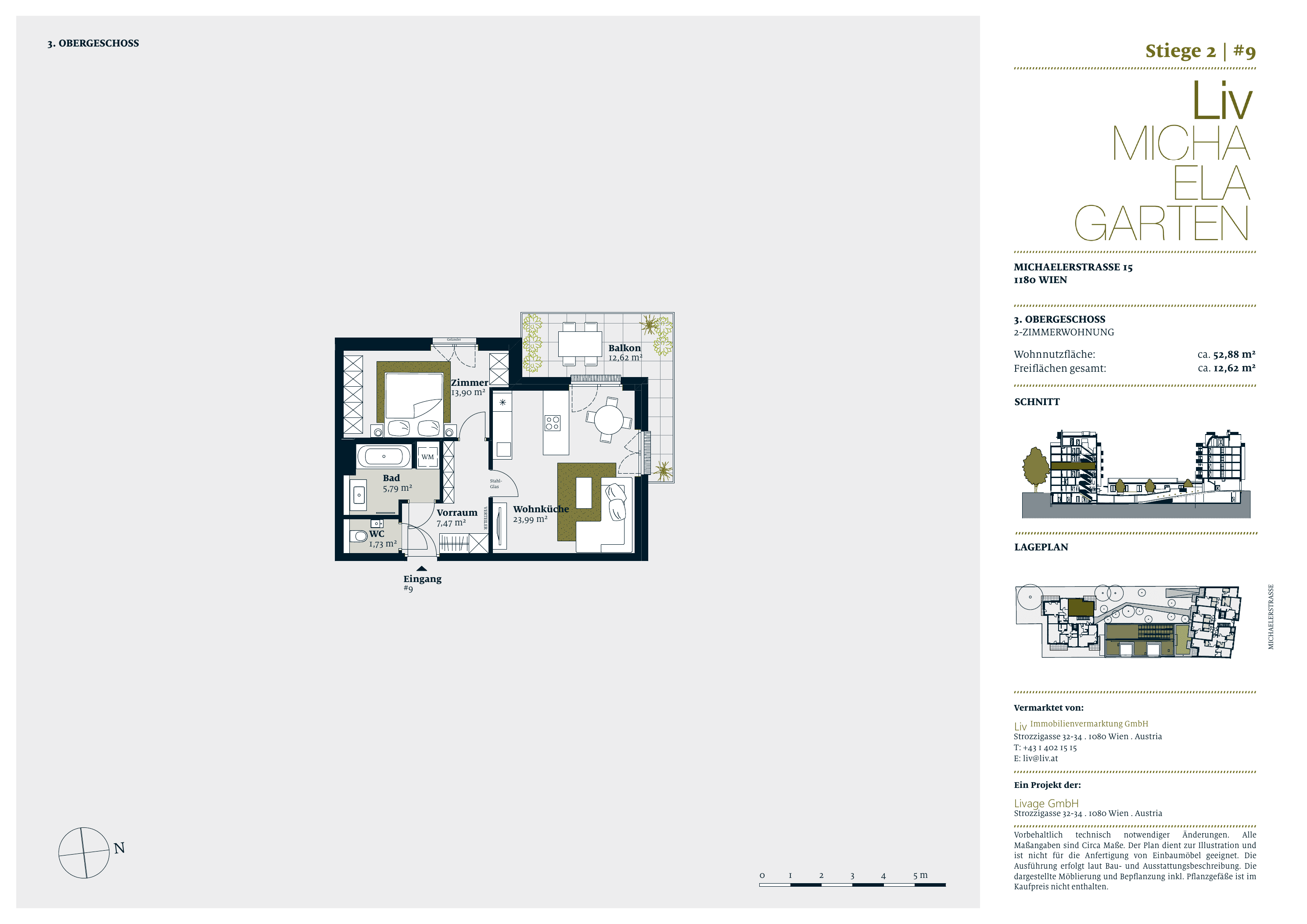 Grundriss stiege-2-top-9 — Liv MICHA ELA GARTEN — 2 Zimmer — 52,9 m² — 3rd floor