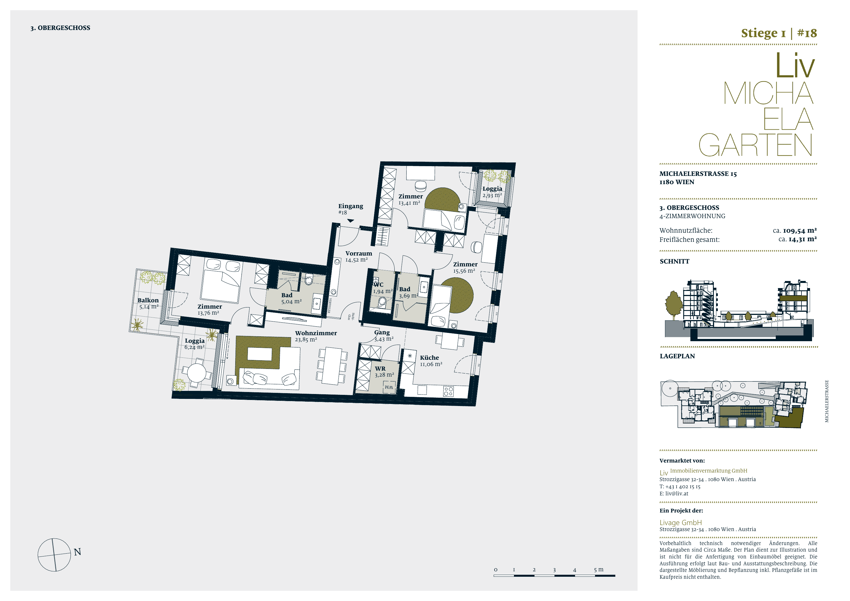 Grundriss stiege-1-top-18 — Liv MICHA ELA GARTEN — 4 Zimmer — 109,5 m² — 3rd floor — Grundriss 1/3