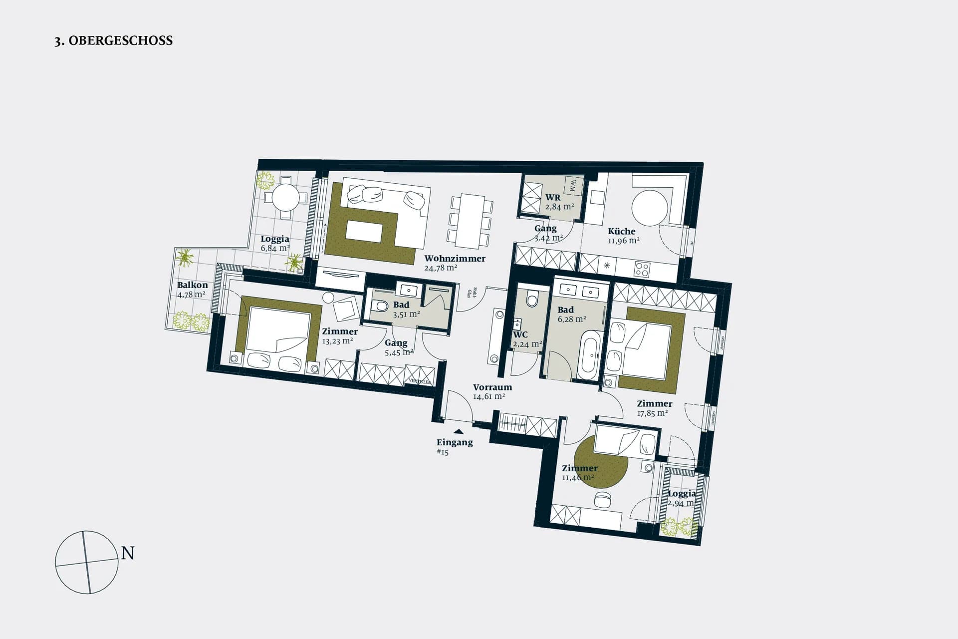 Grundriss stiege-1-top-15 — Liv MICHA ELA GARTEN — 5 Zimmer — 117,6 m² — 3rd floor — Grundriss 3/3