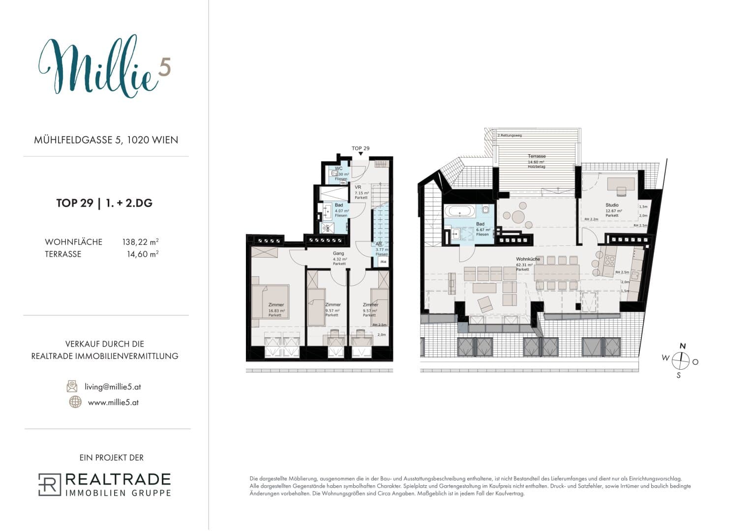 Grundriss Top 29 — Millie 5 — 5 Zimmer — 138,2 m² — 1st attic floor